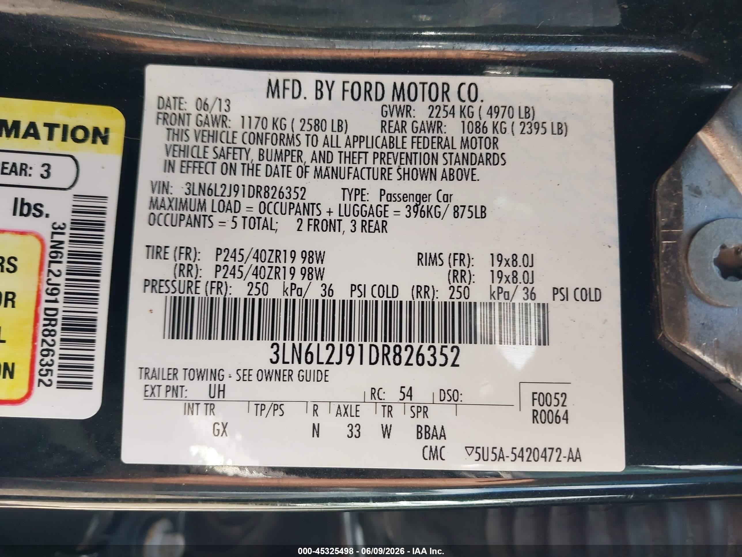 2013 Lincoln Mkz   Черный vin: 3LN6L2J91DR826352