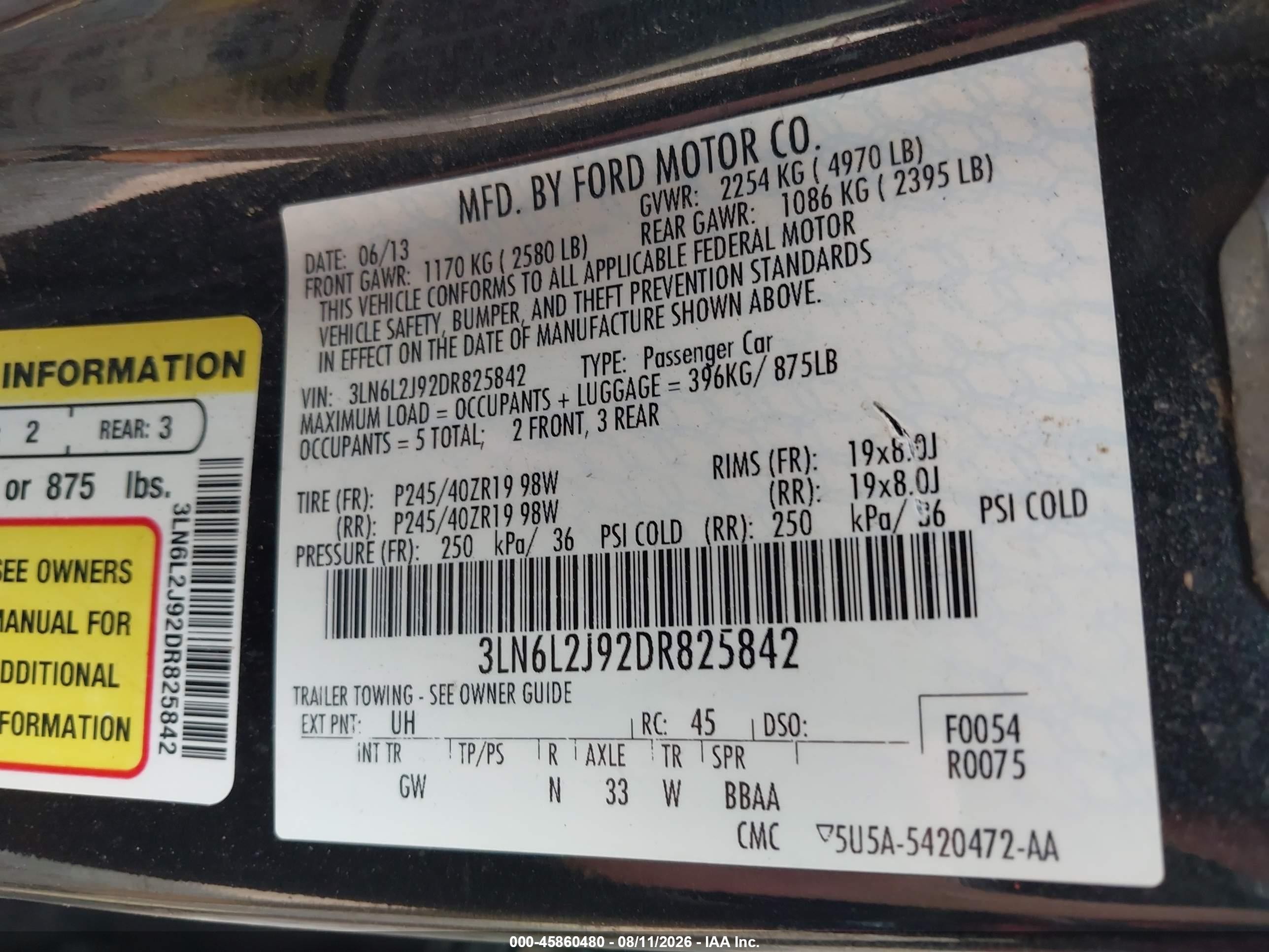2013 Lincoln Mkz   Черный vin: 3LN6L2J92DR825842