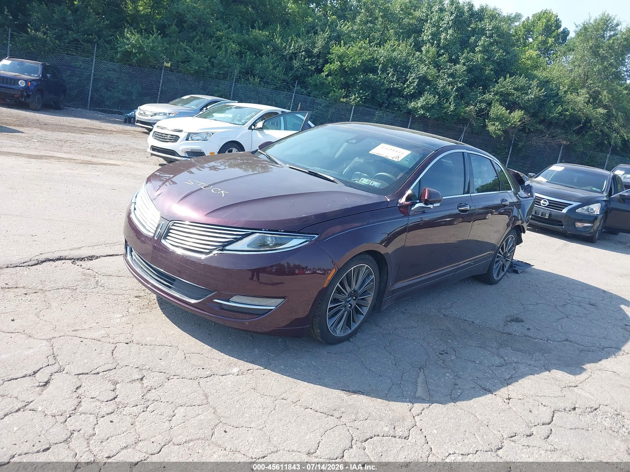 2013 Lincoln Mkz   Burgundy vin: 3LN6L2J92DR827932