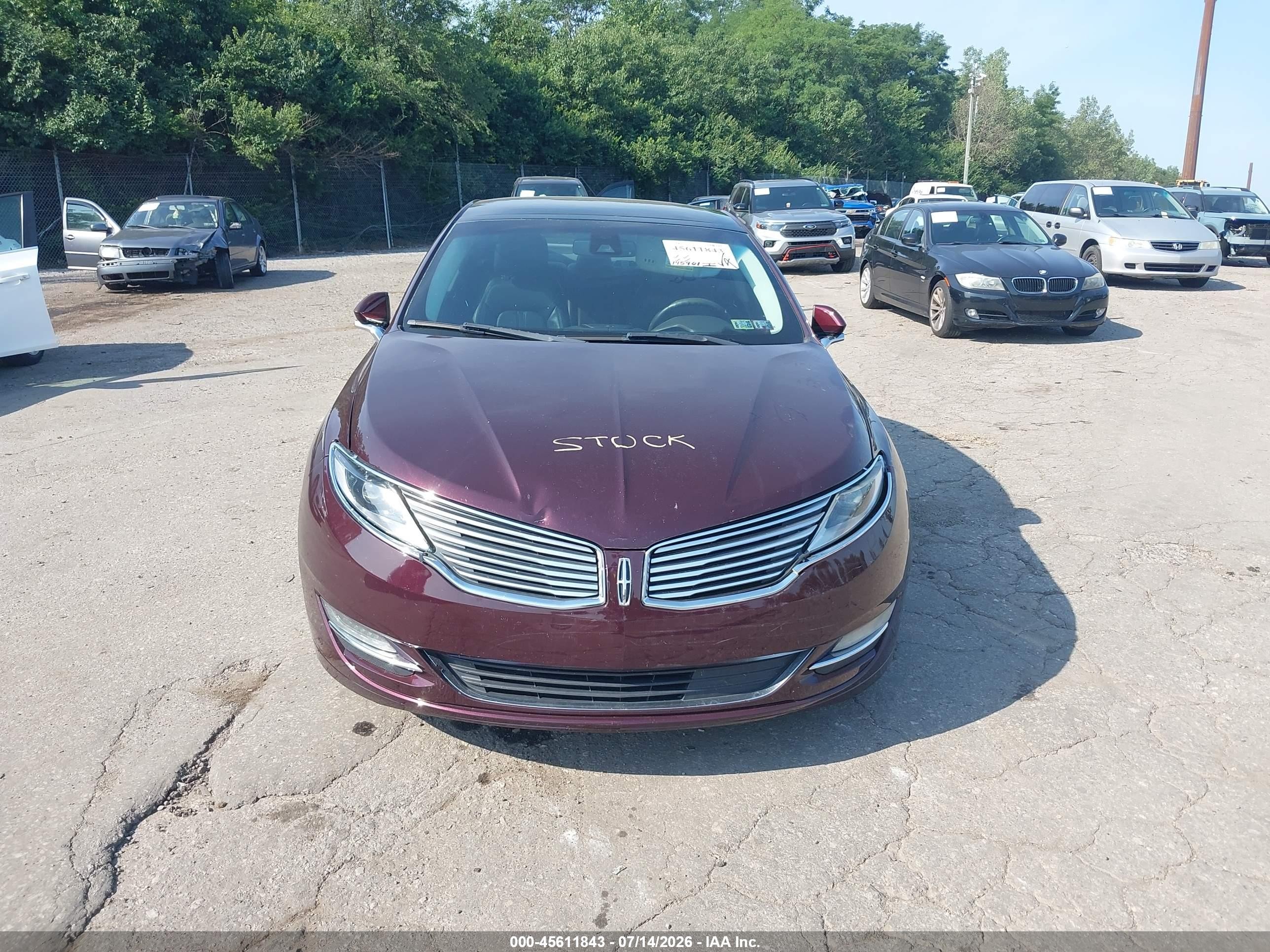 2013 Lincoln Mkz   Burgundy vin: 3LN6L2J92DR827932