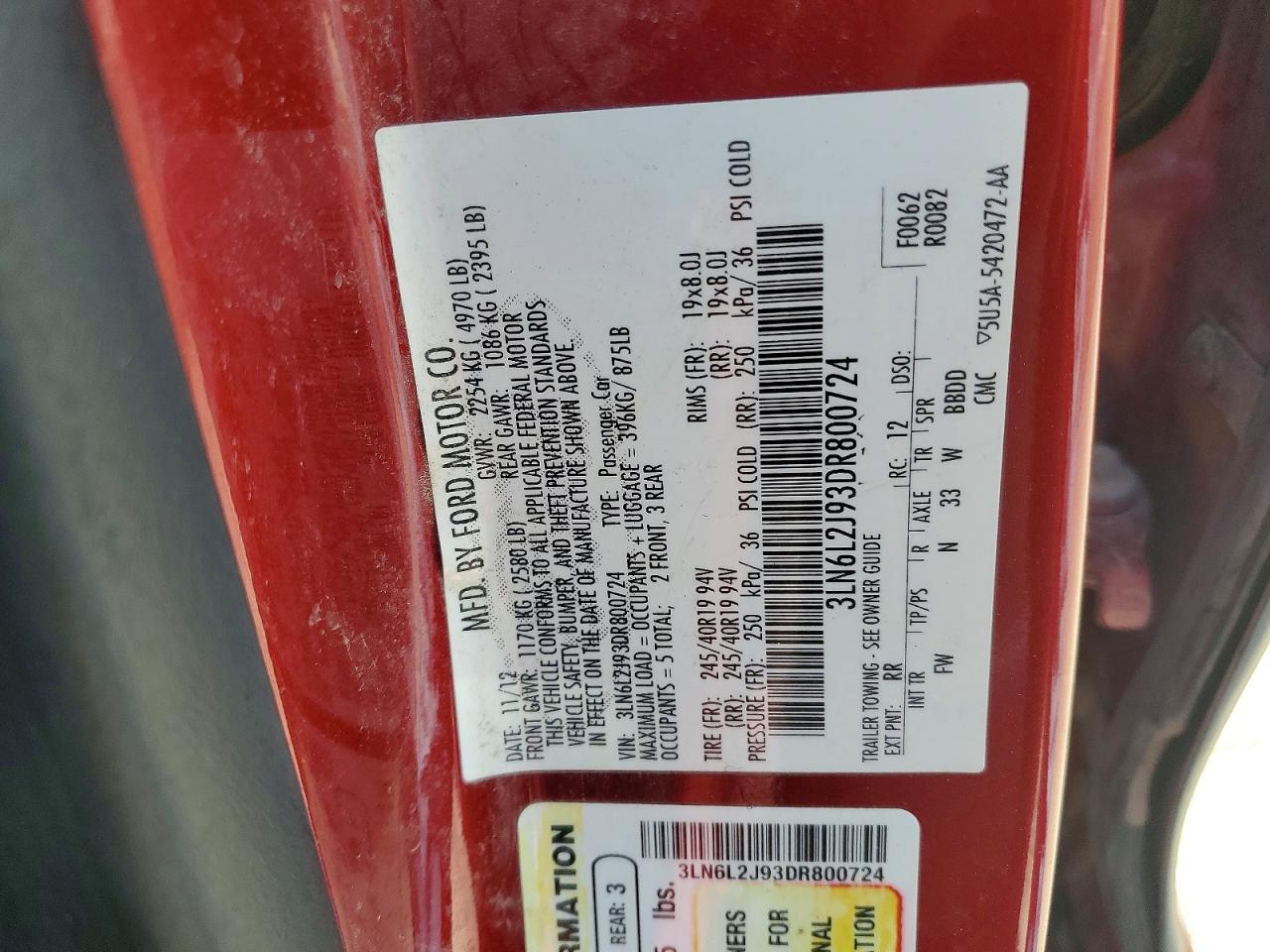 2013 Lincoln Mkz Maroon vin: 3LN6L2J93DR800724