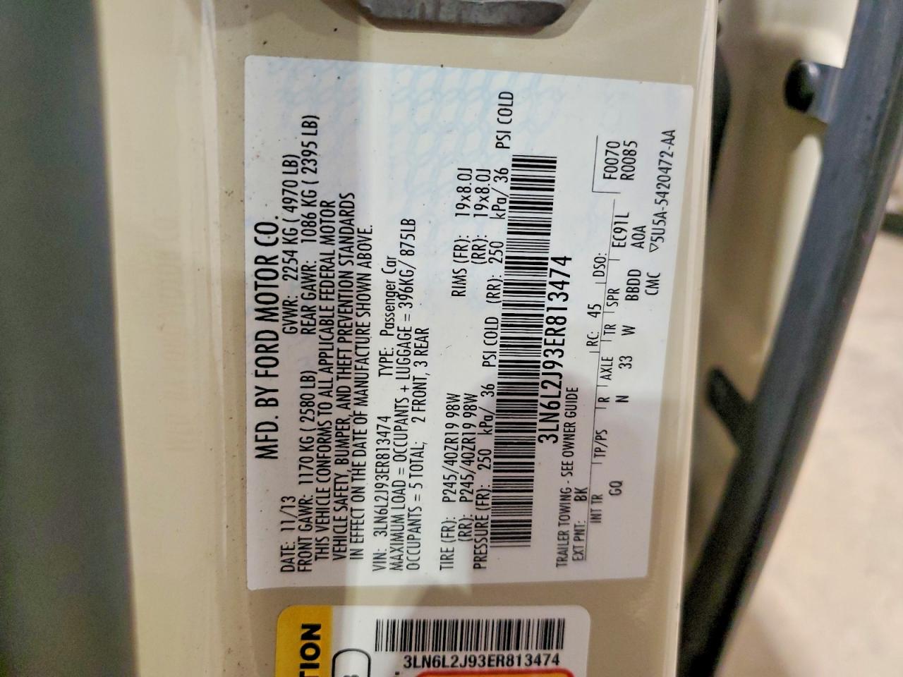 2014 Lincoln Mkz Cream vin: 3LN6L2J93ER813474