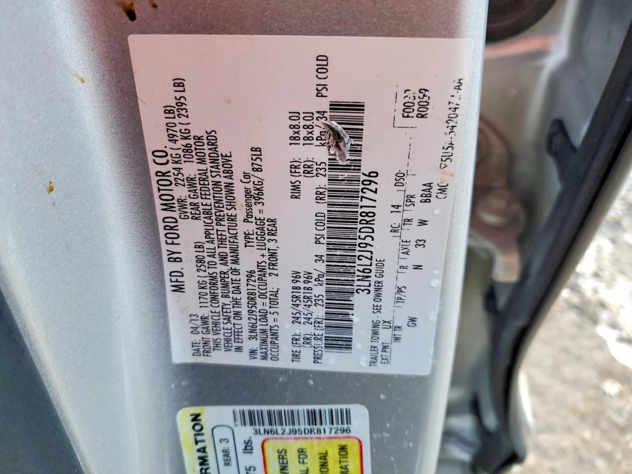 2013 Lincoln Mkz Silver vin: 3LN6L2J95DR817296