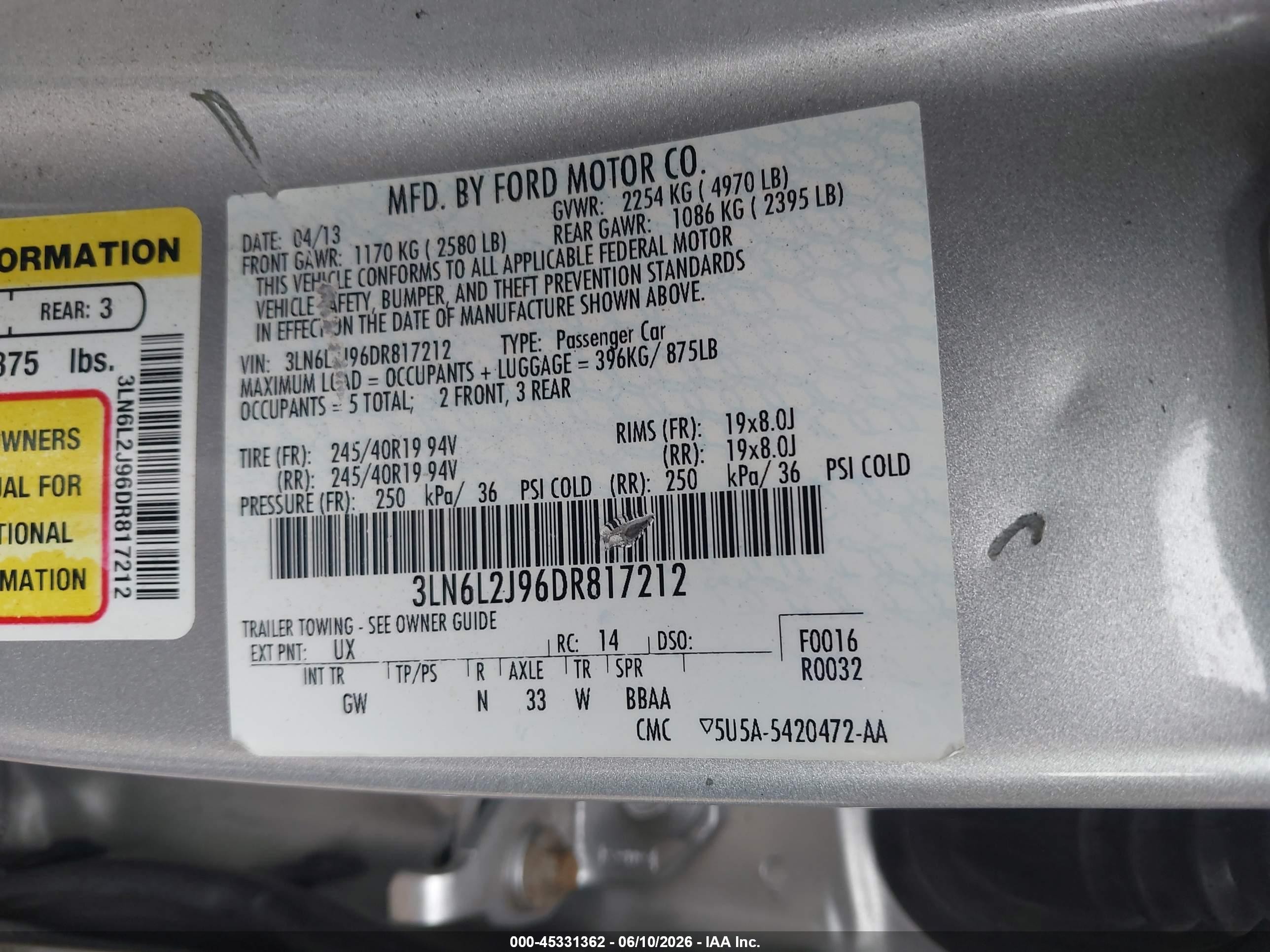 2013 Lincoln Mkz   Silver vin: 3LN6L2J96DR817212