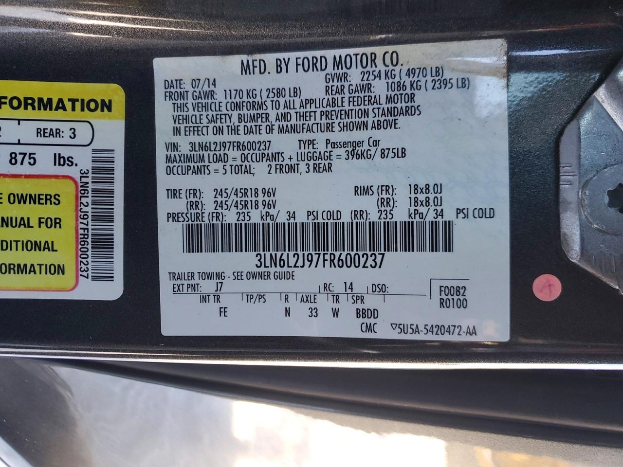 2015 Lincoln Mkz Gray vin: 3LN6L2J97FR600237