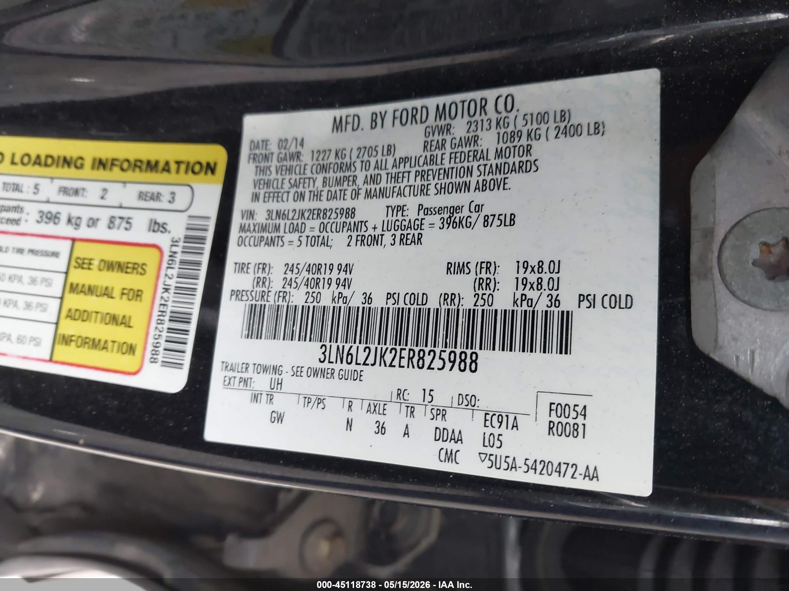 2014 Lincoln Mkz   Черный vin: 3LN6L2JK2ER825988
