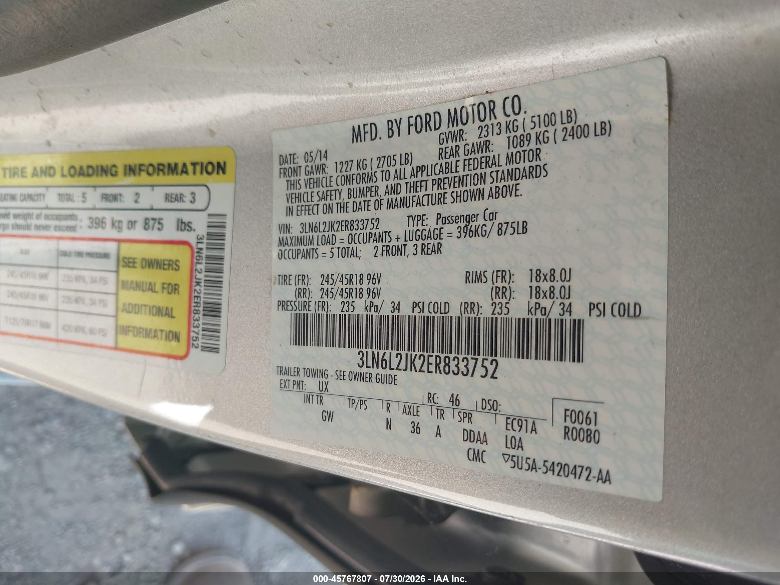 2014 Lincoln Mkz   Silver vin: 3LN6L2JK2ER833752