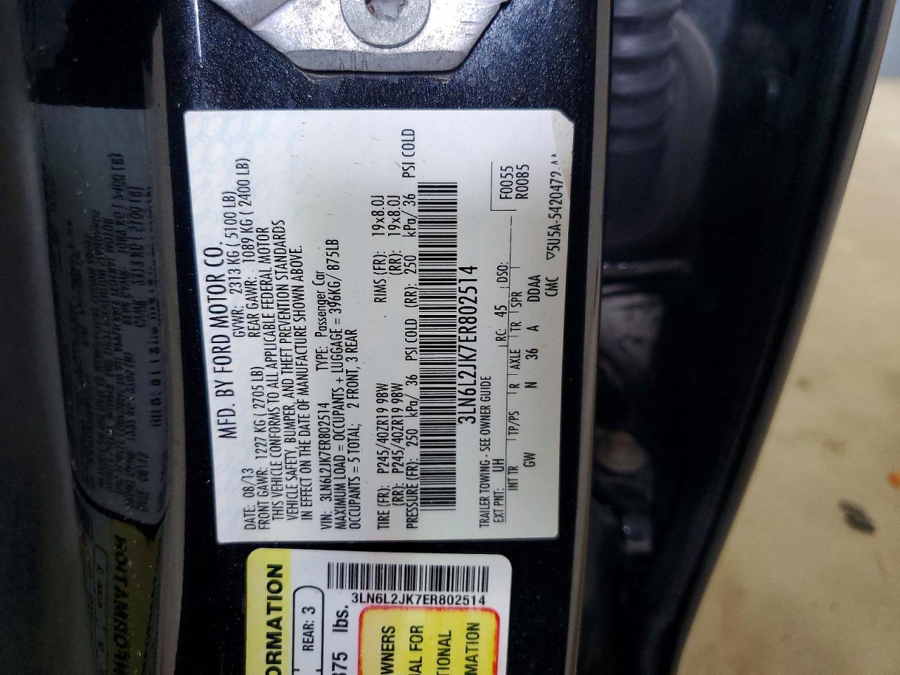 2014 Lincoln Mkz Черный vin: 3LN6L2JK7ER802514