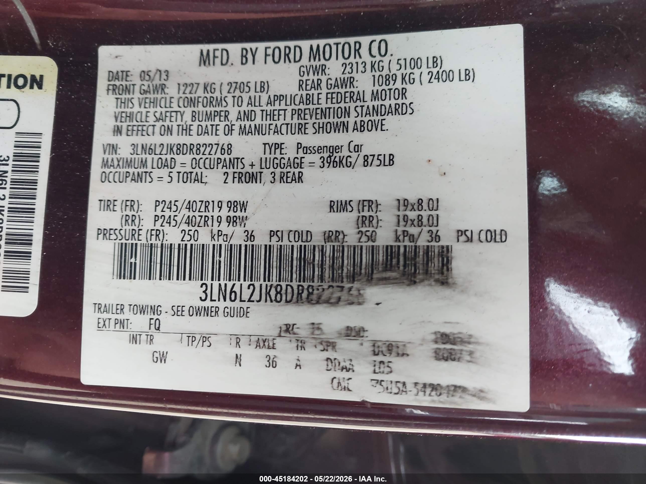 2013 Lincoln Mkz   Maroon vin: 3LN6L2JK8DR822768