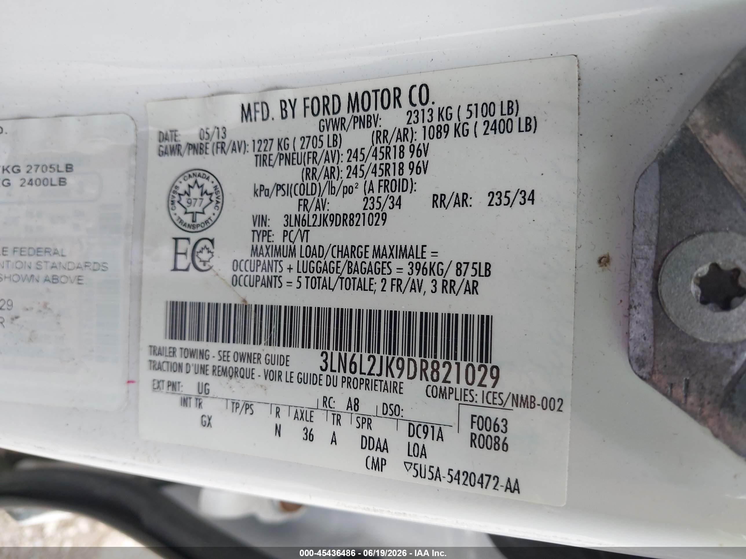 2013 Lincoln Mkz   White vin: 3LN6L2JK9DR821029