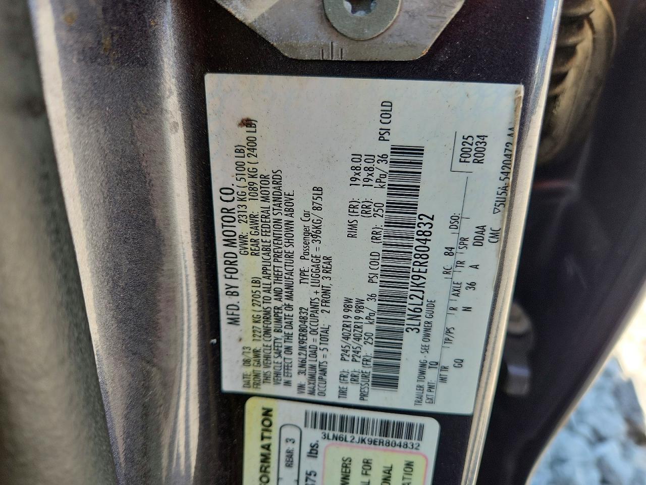 2014 Lincoln Mkz Charcoal vin: 3LN6L2JK9ER804832