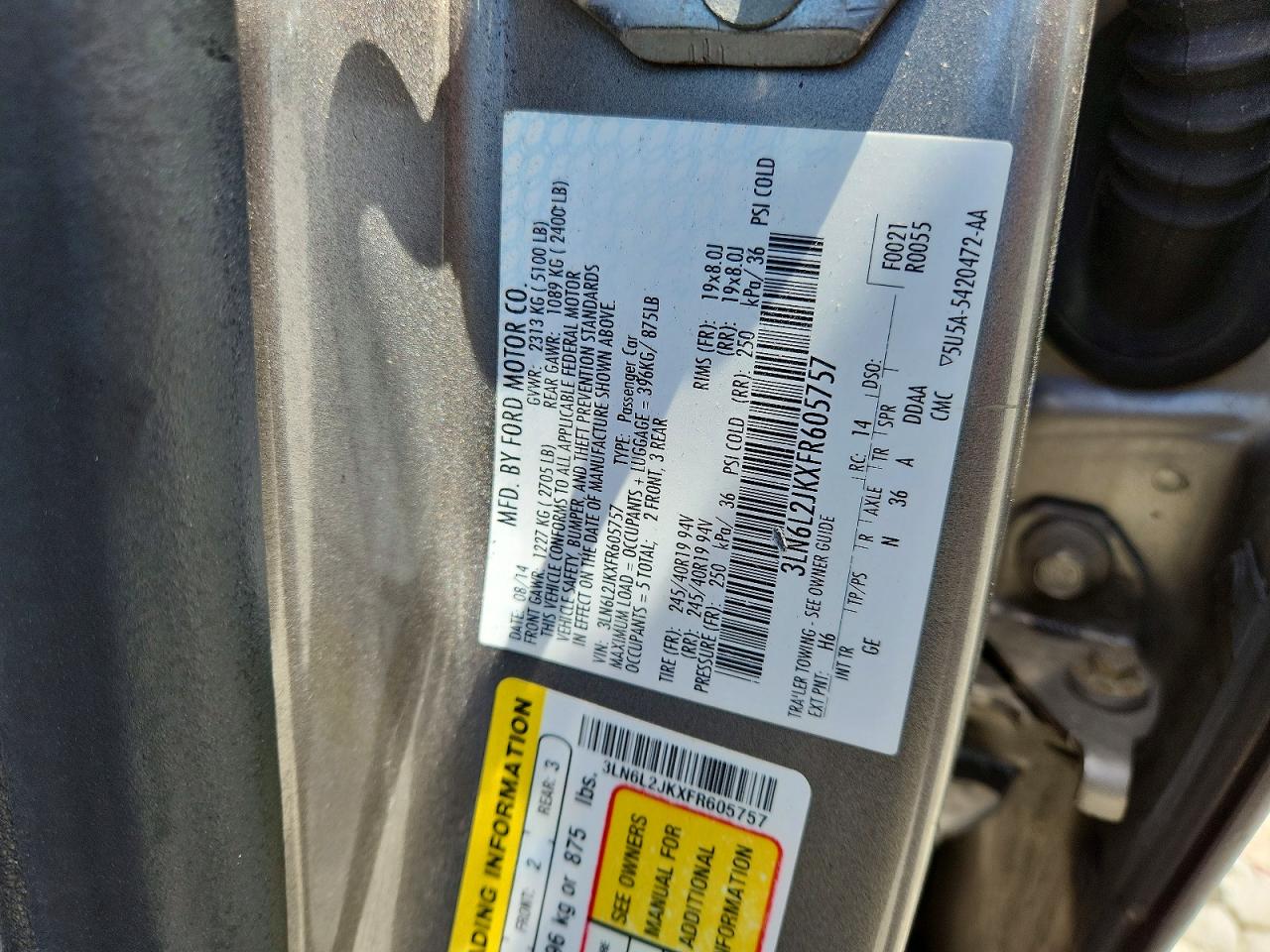 2015 Lincoln Mkz Gray vin: 3LN6L2JKXFR605757
