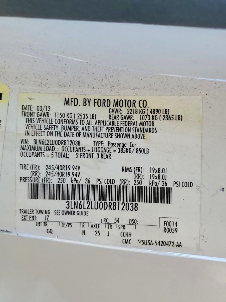 2013 Lincoln Mkz Hybrid White vin: 3LN6L2LU0DR812038
