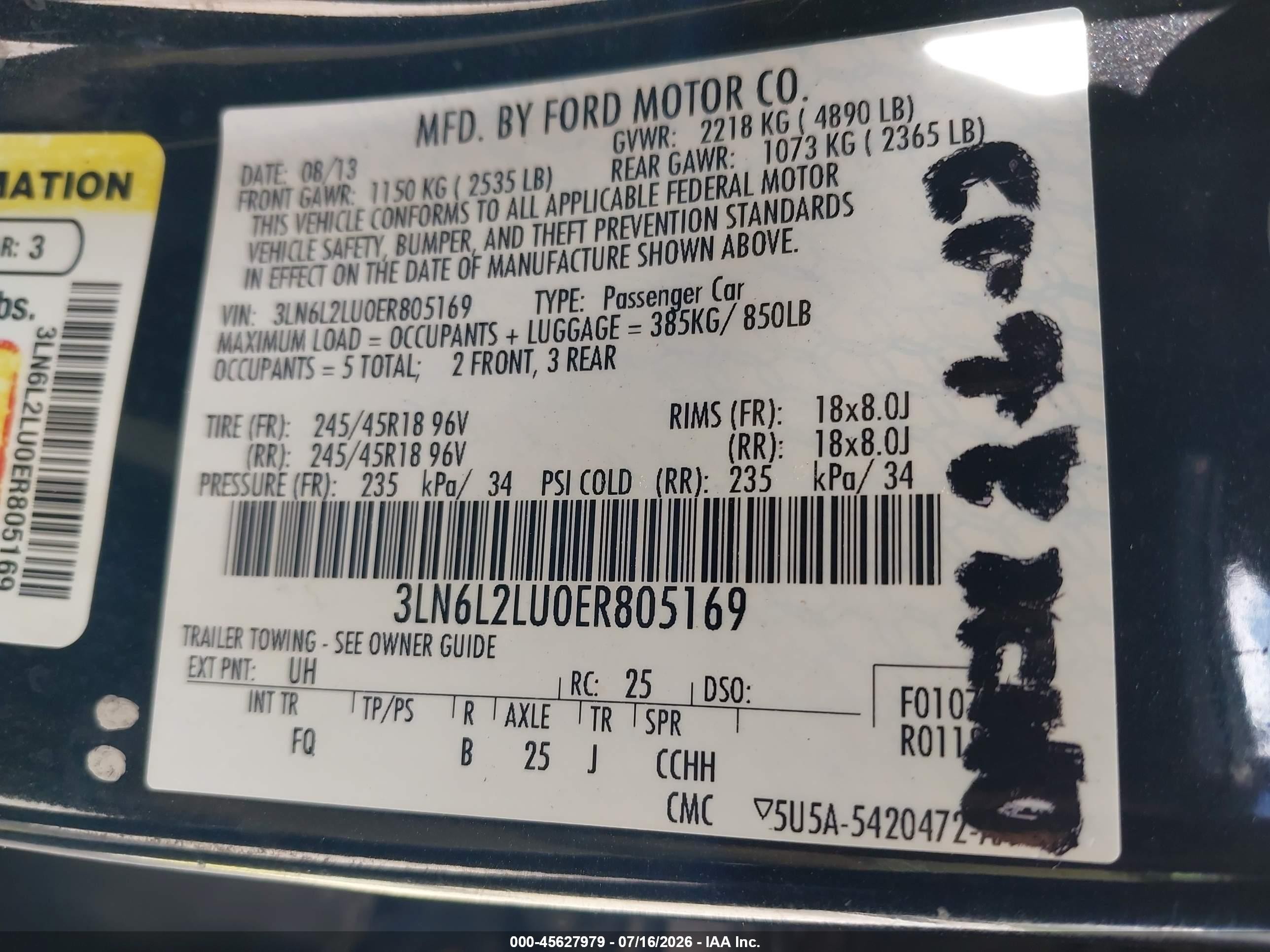 2014 Lincoln Mkz Hybrid   Black vin: 3LN6L2LU0ER805169