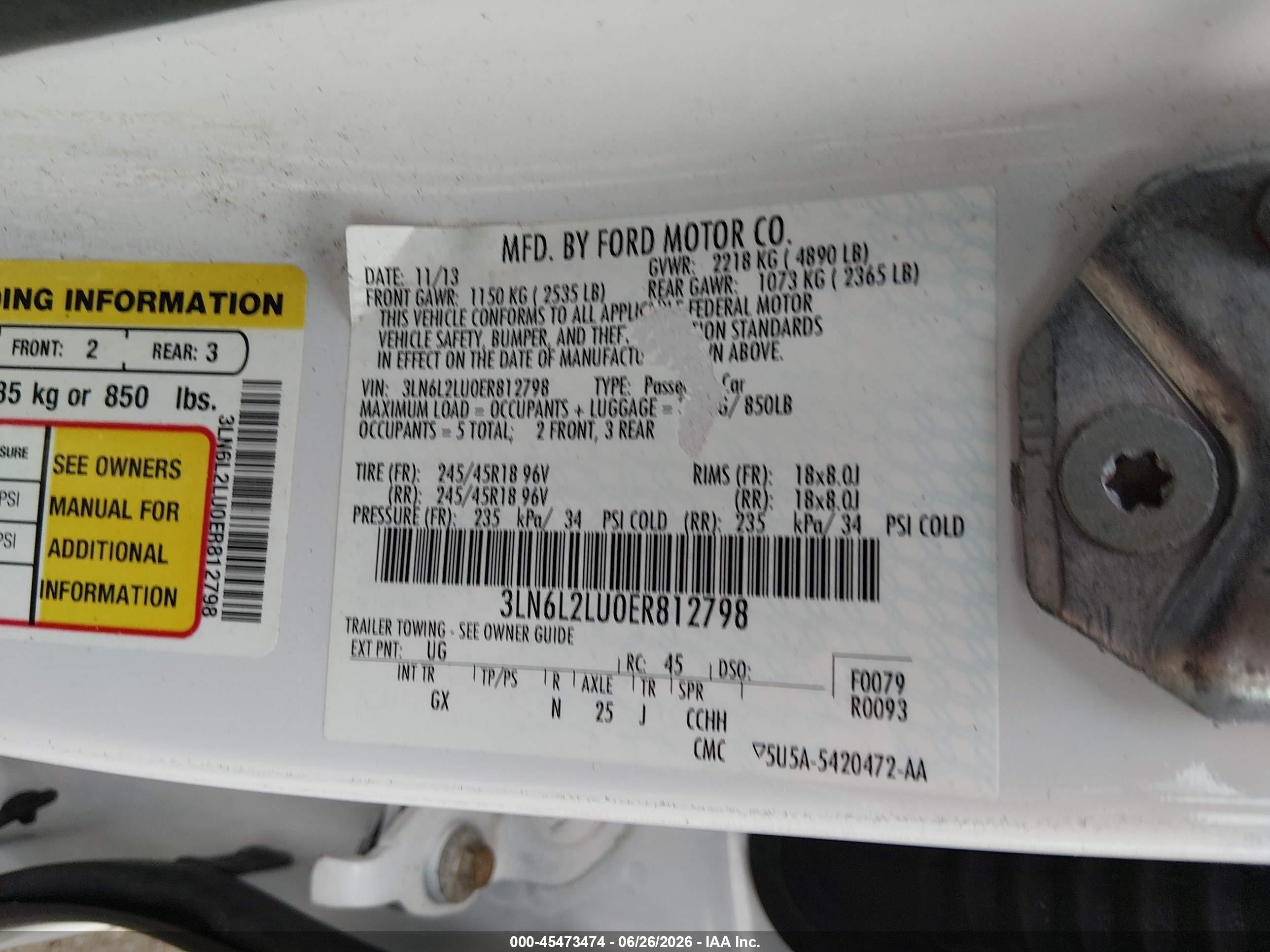 2014 Lincoln Mkz Hybrid   White vin: 3LN6L2LU0ER812798