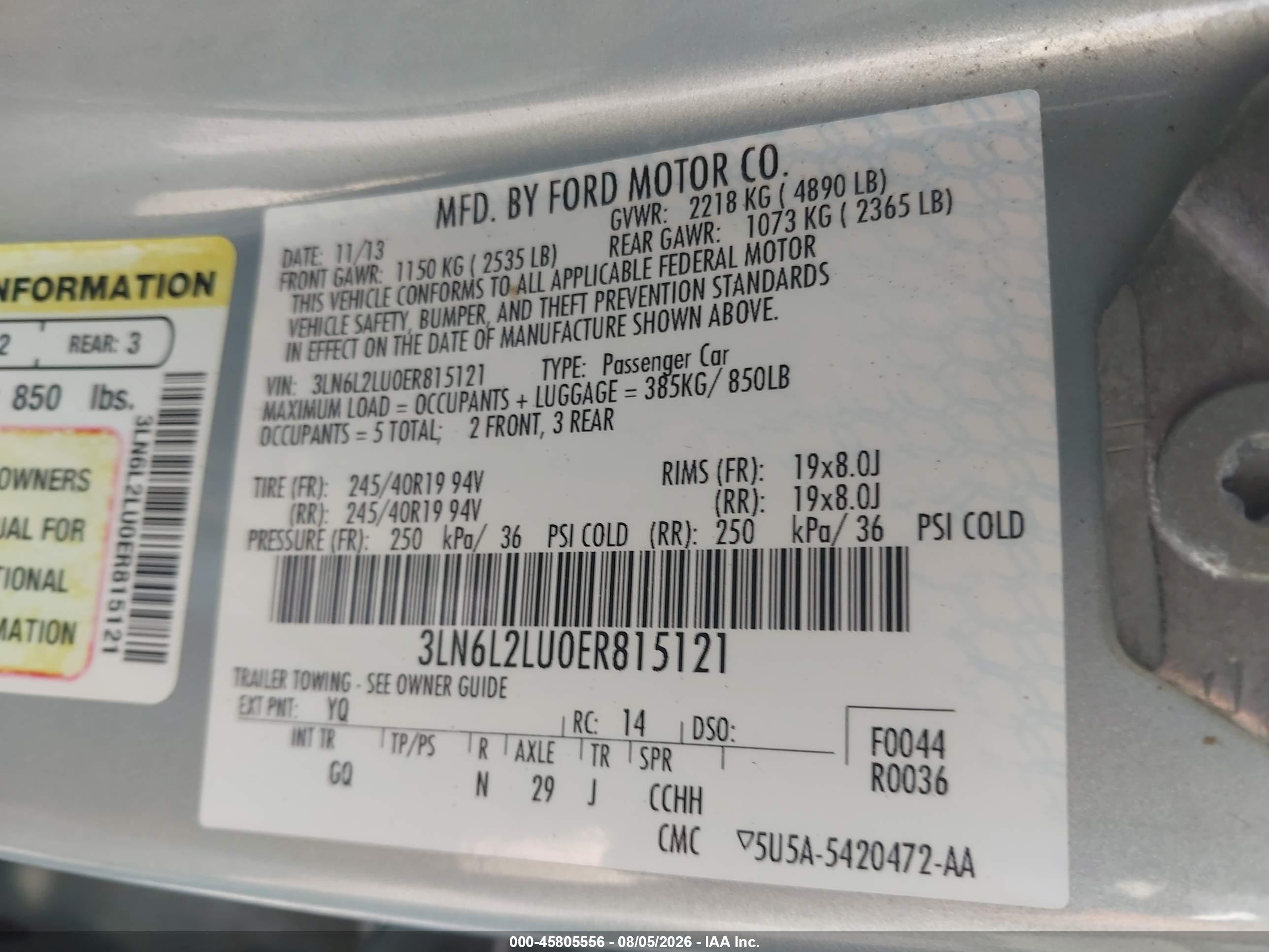 2014 Lincoln Mkz Hybrid   Light Blue vin: 3LN6L2LU0ER815121