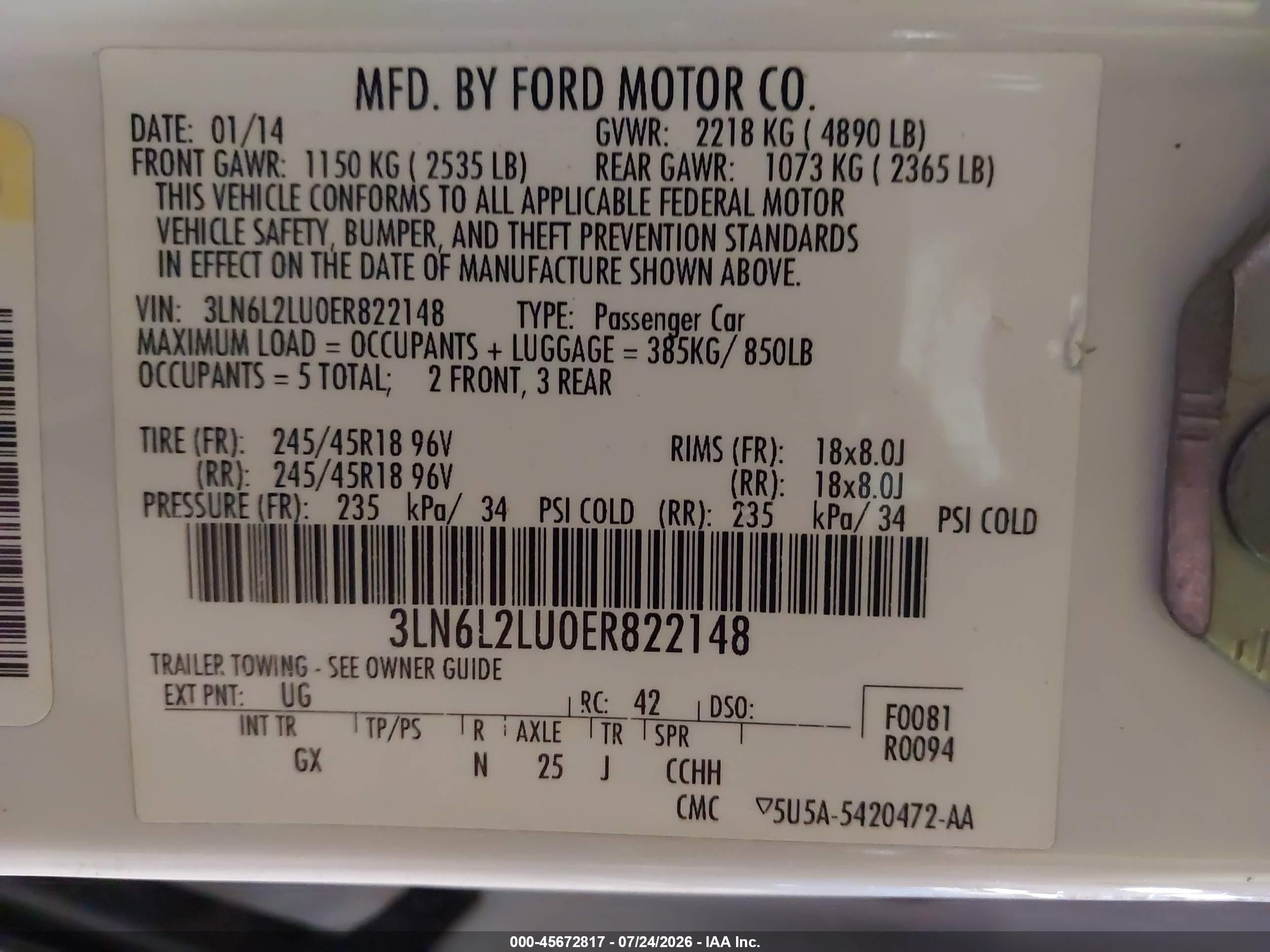 2014 Lincoln Mkz Hybrid White vin: 3LN6L2LU0ER822148