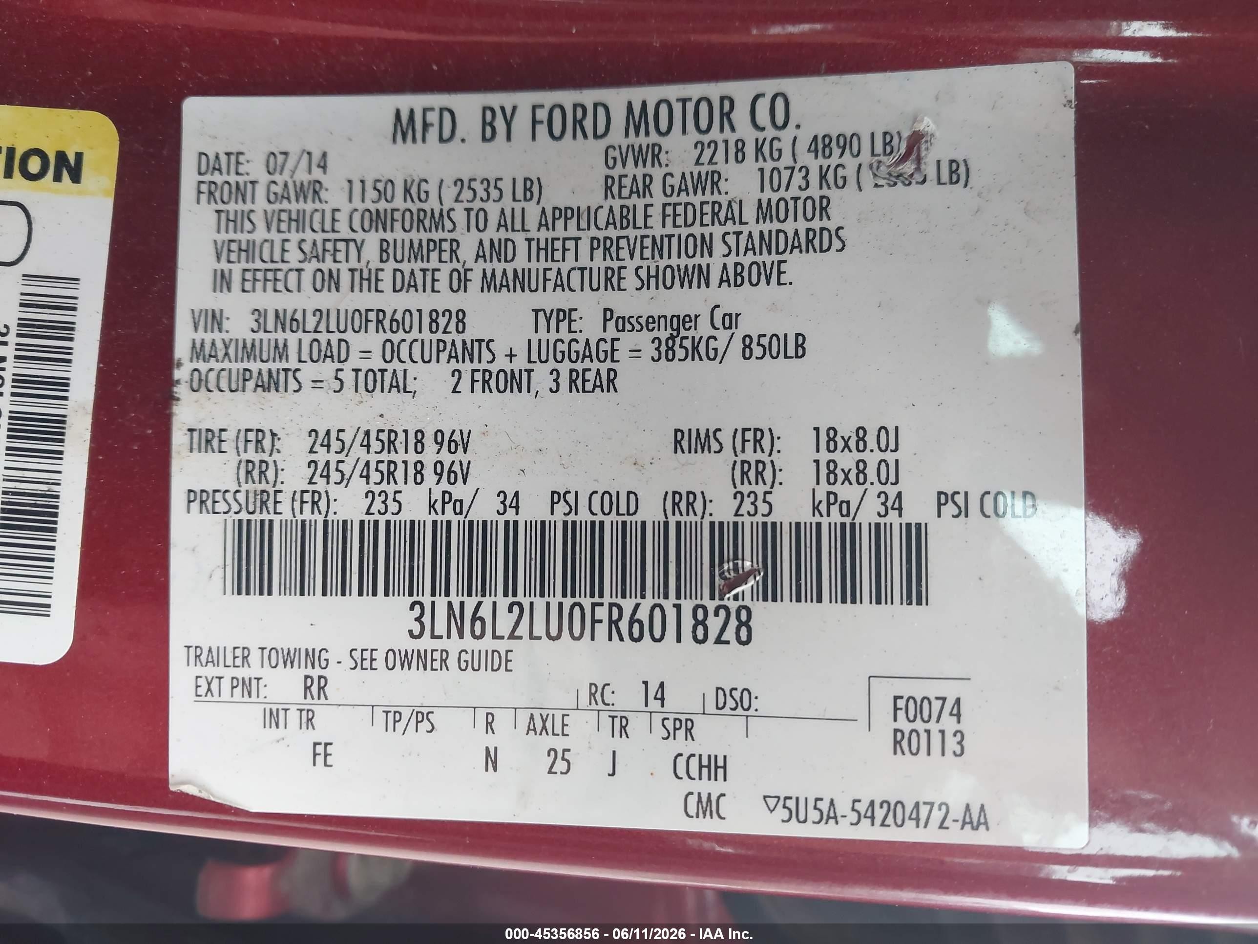 2015 Lincoln Mkz Hybrid   Red vin: 3LN6L2LU0FR601828
