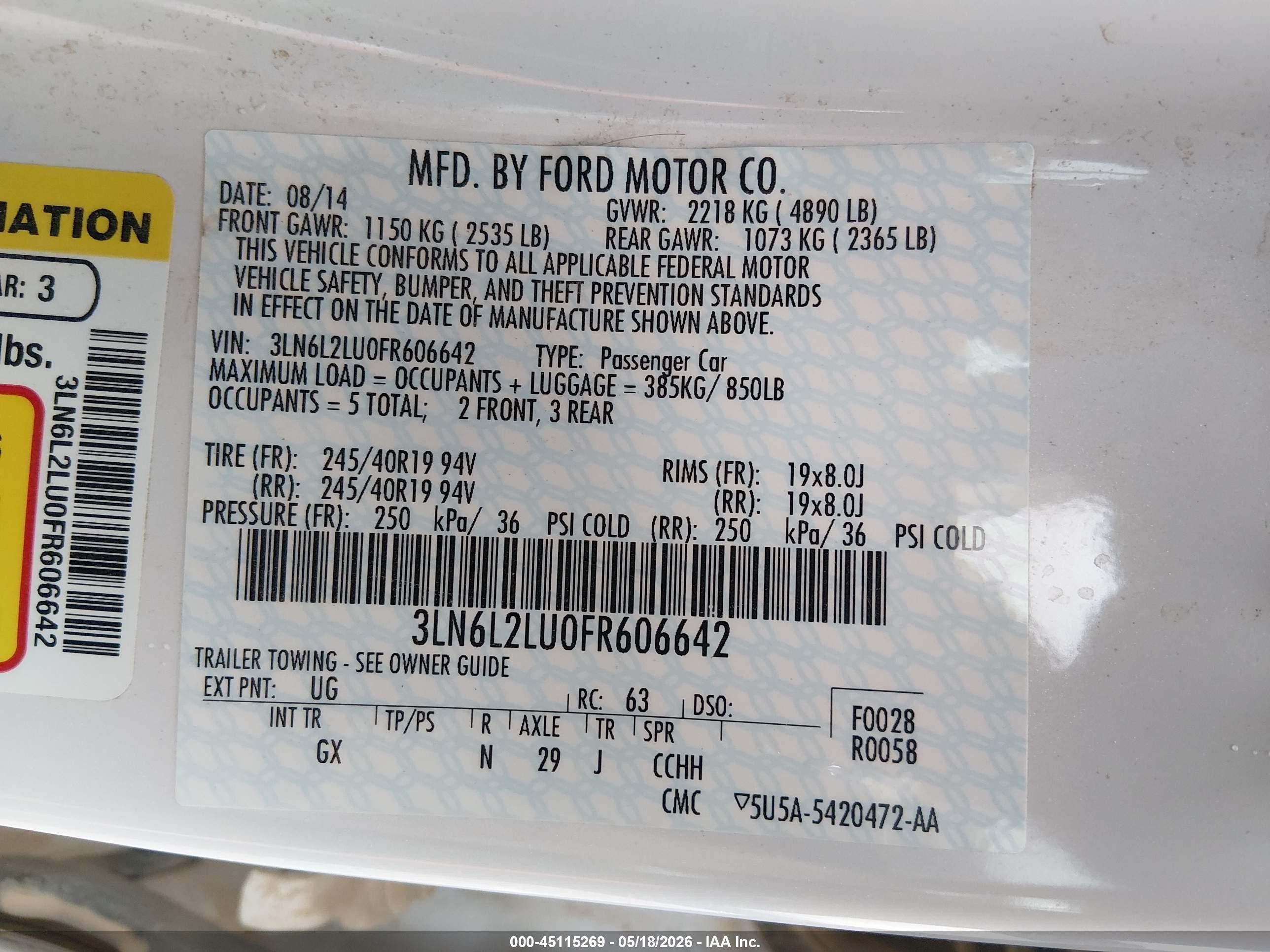 2015 Lincoln Mkz Hybrid   White vin: 3LN6L2LU0FR606642