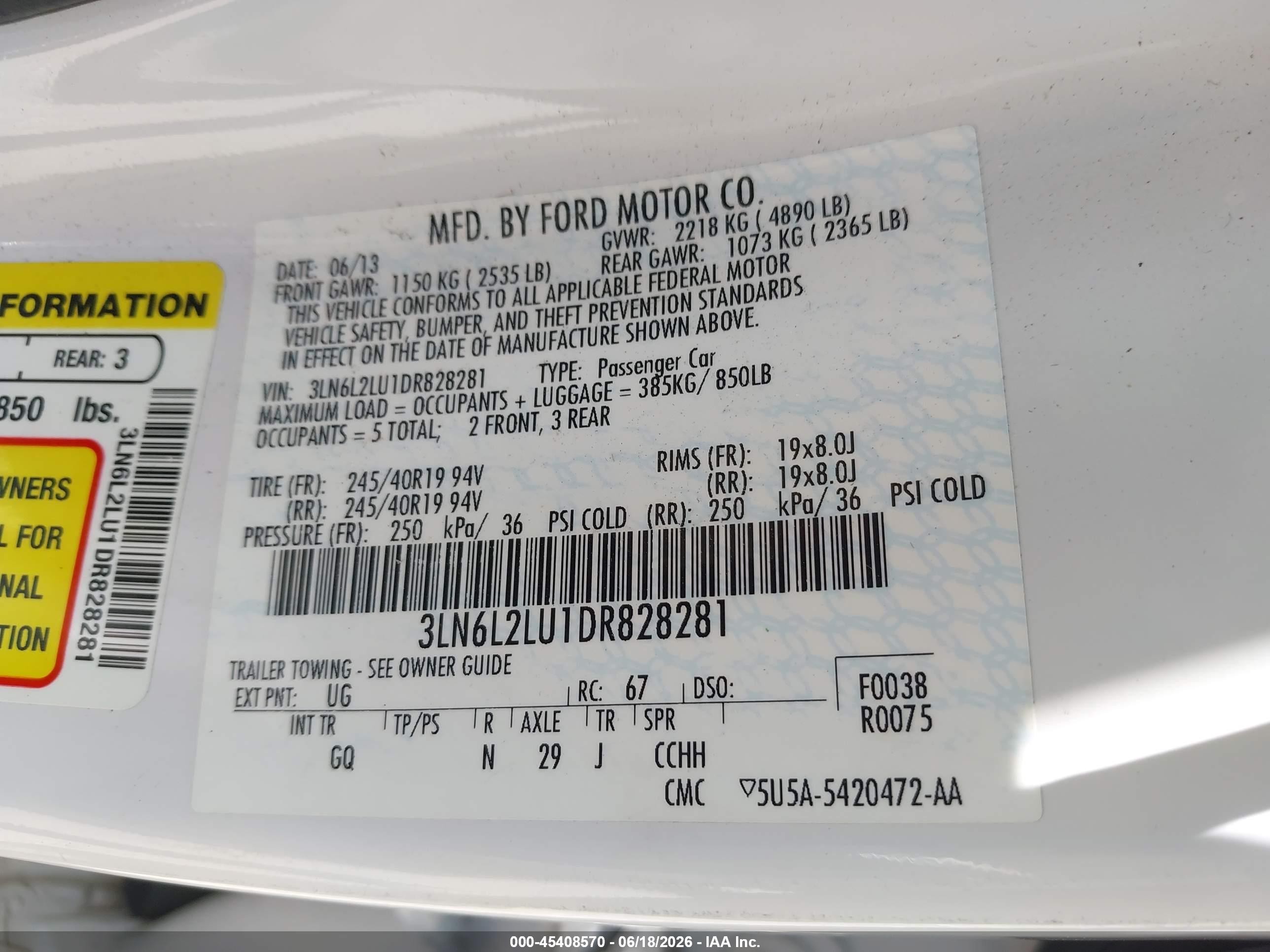 2013 Lincoln Mkz Hybrid   White vin: 3LN6L2LU1DR828281