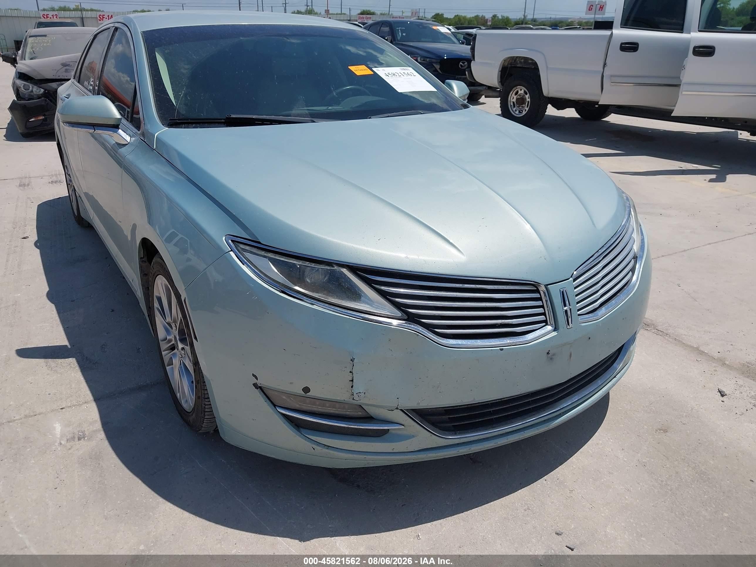2014 Lincoln Mkz Hybrid   Light Blue vin: 3LN6L2LU1ER811661