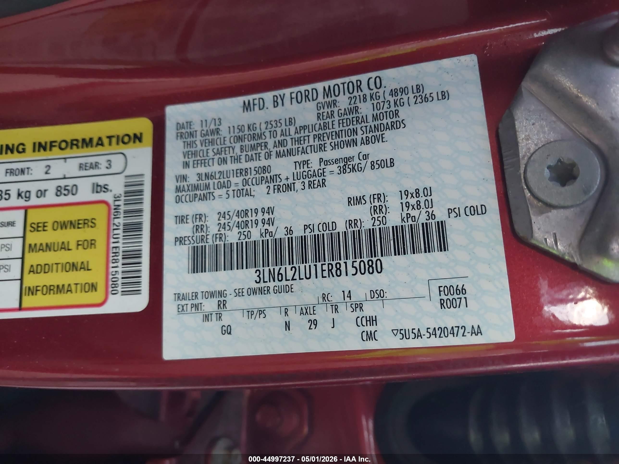 2014 Lincoln Mkz Hybrid   Red vin: 3LN6L2LU1ER815080