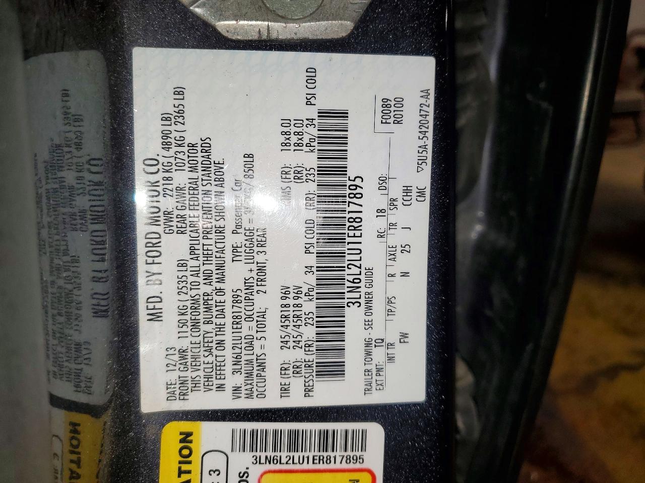 2014 Lincoln Mkz Hybrid Charcoal vin: 3LN6L2LU1ER817895