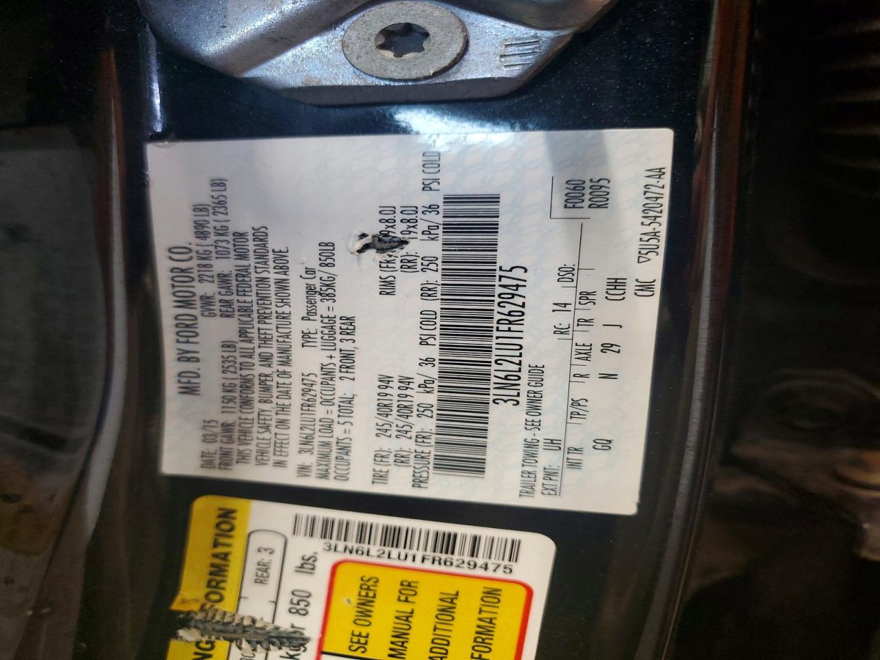 2015 Lincoln Mkz Hybrid Black vin: 3LN6L2LU1FR629475