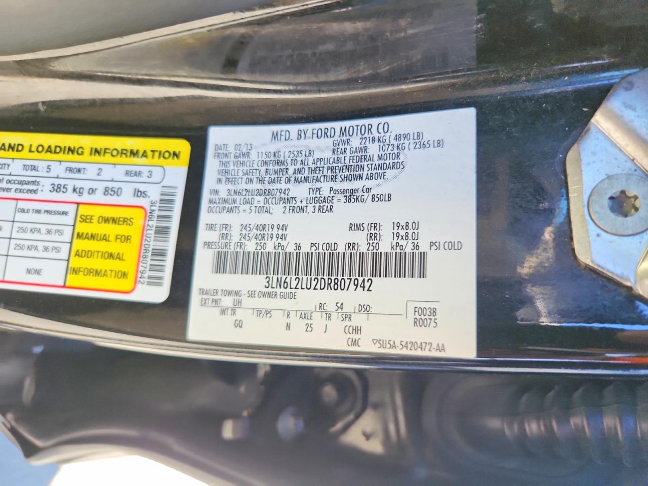2013 Lincoln Mkz Hybrid Black vin: 3LN6L2LU2DR807942