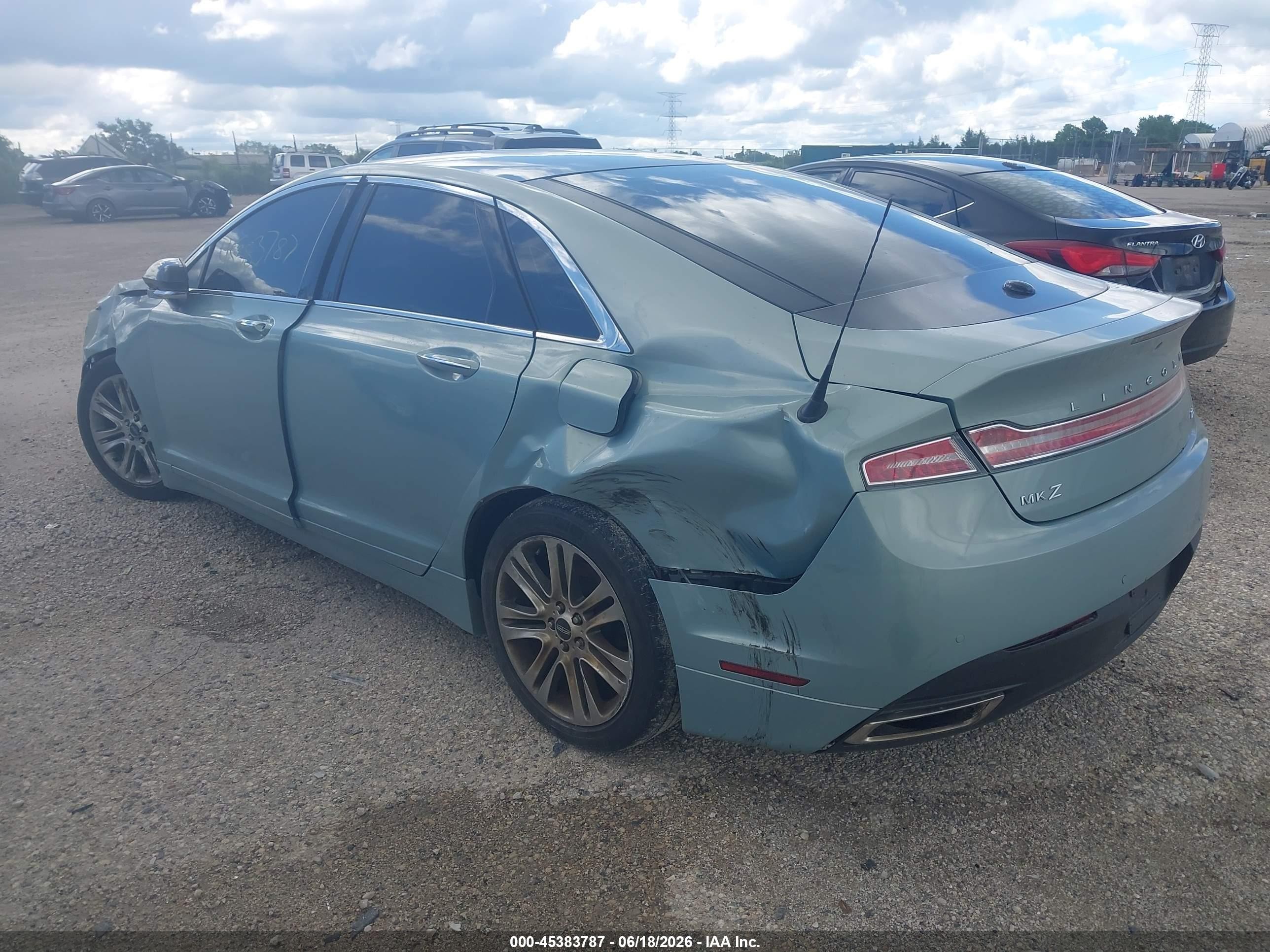 2014 Lincoln Mkz Hybrid   Light Blue vin: 3LN6L2LU2ER807232