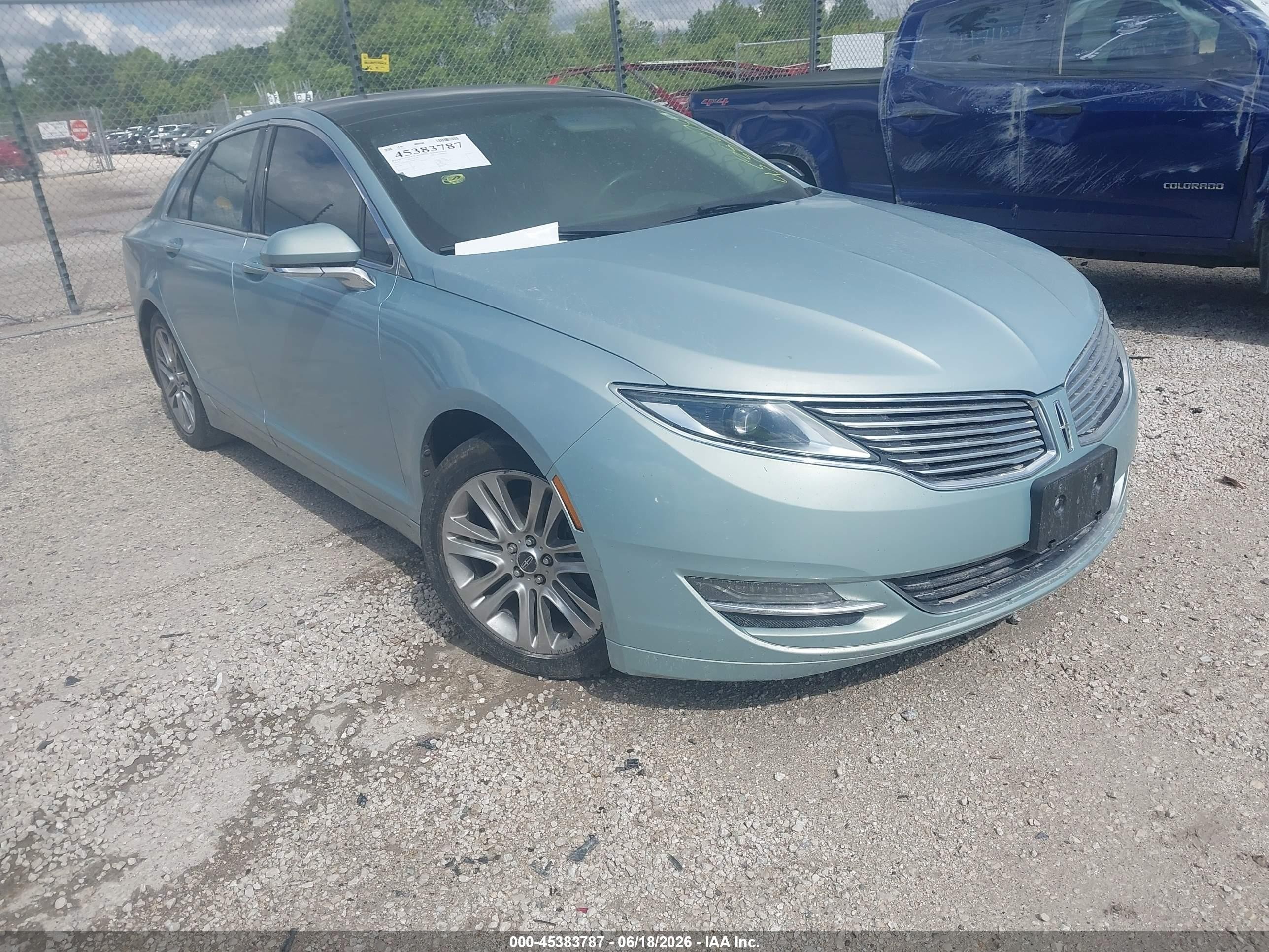 2014 Lincoln Mkz Hybrid   Light Blue vin: 3LN6L2LU2ER807232