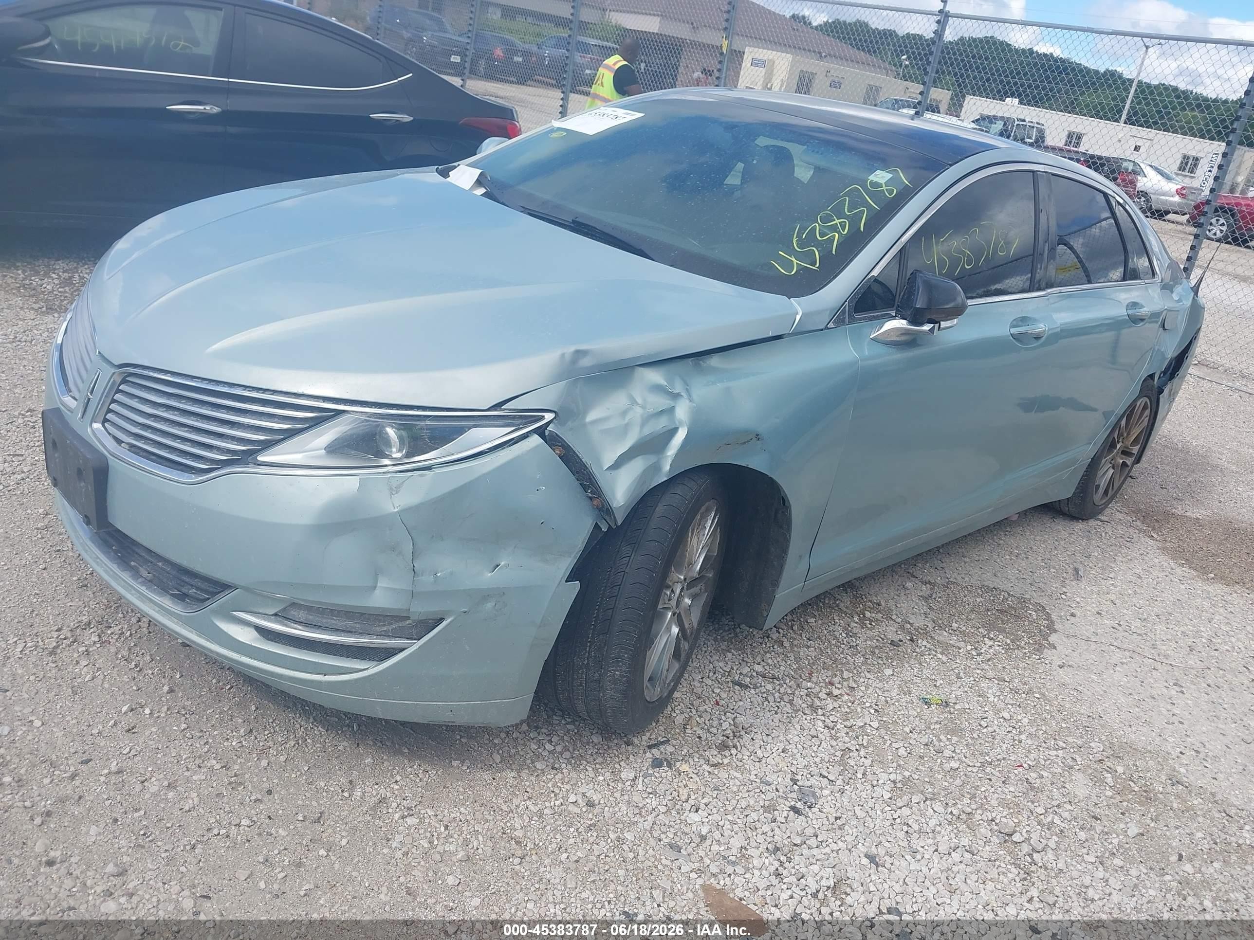 2014 Lincoln Mkz Hybrid   Light Blue vin: 3LN6L2LU2ER807232