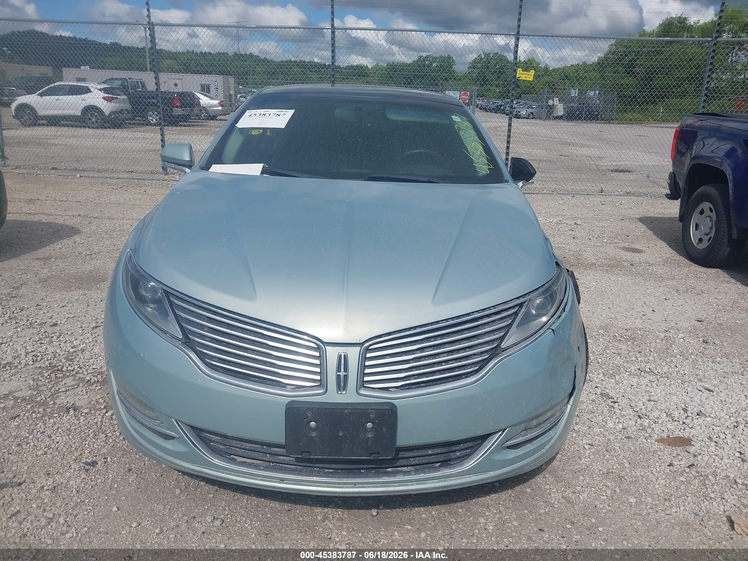 2014 Lincoln Mkz Hybrid   Light Blue vin: 3LN6L2LU2ER807232