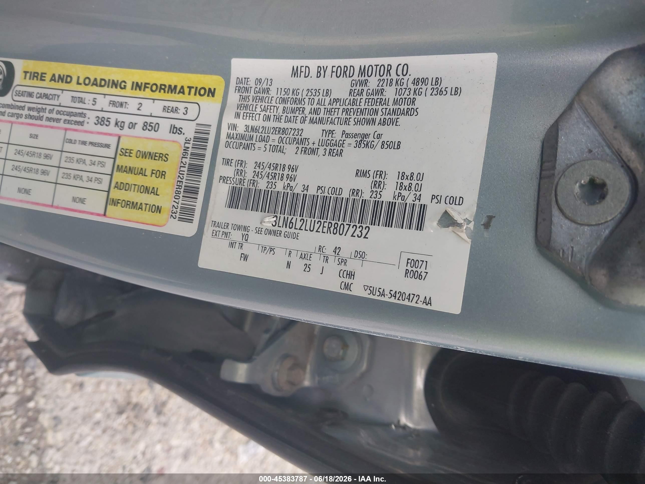 2014 Lincoln Mkz Hybrid   Light Blue vin: 3LN6L2LU2ER807232