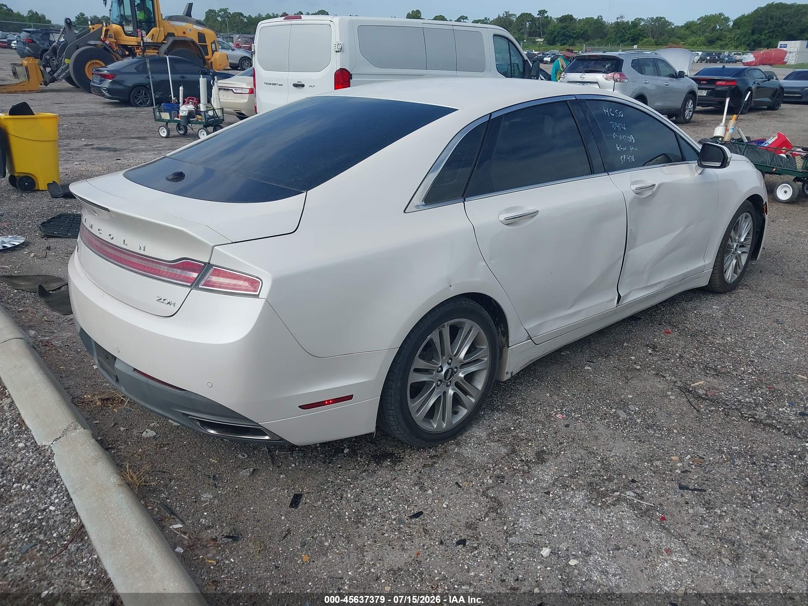 2014 Lincoln Mkz Hybrid   White vin: 3LN6L2LU2ER819655