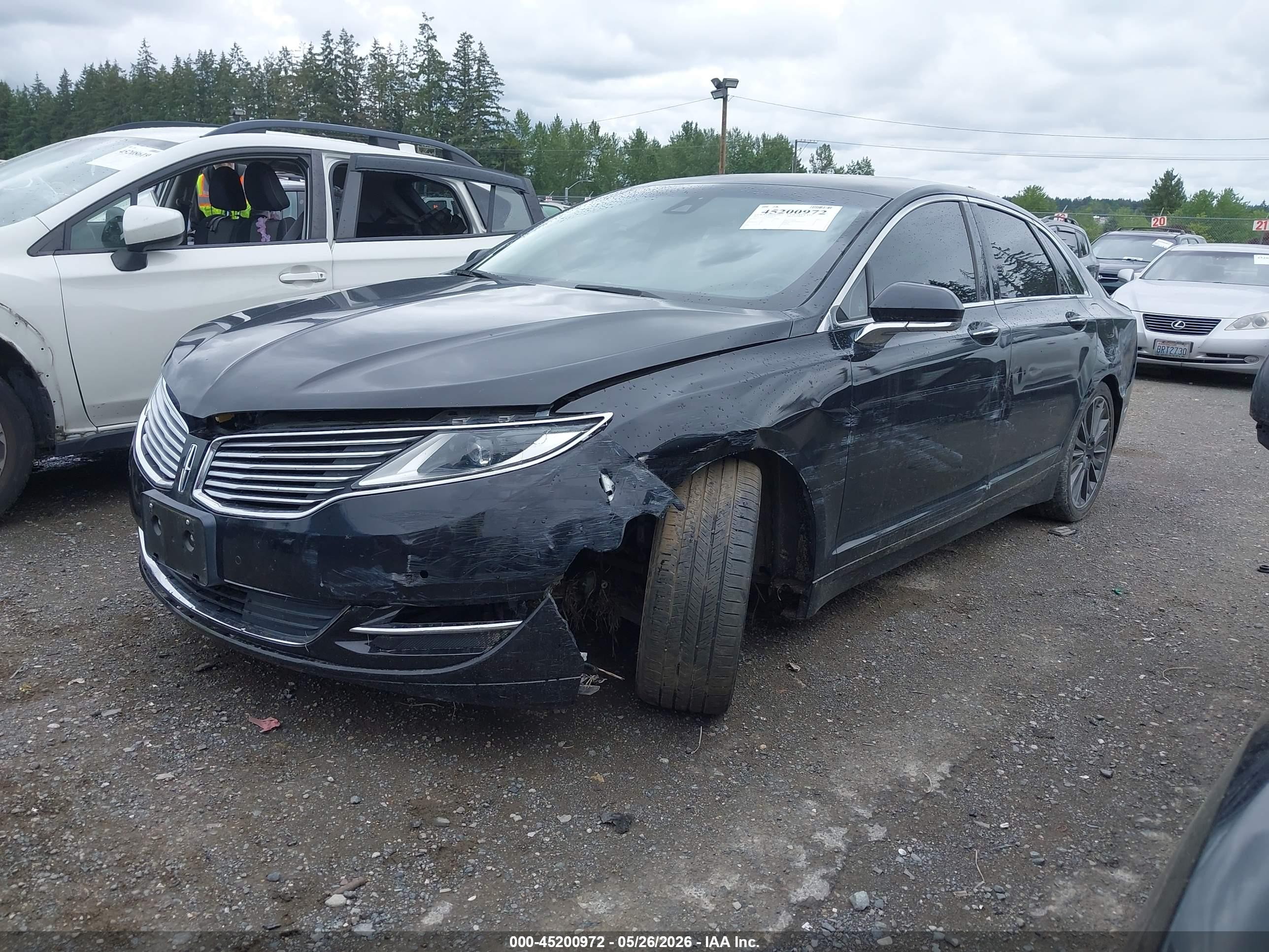 2015 Lincoln Mkz Hybrid   Black vin: 3LN6L2LU2FR600972