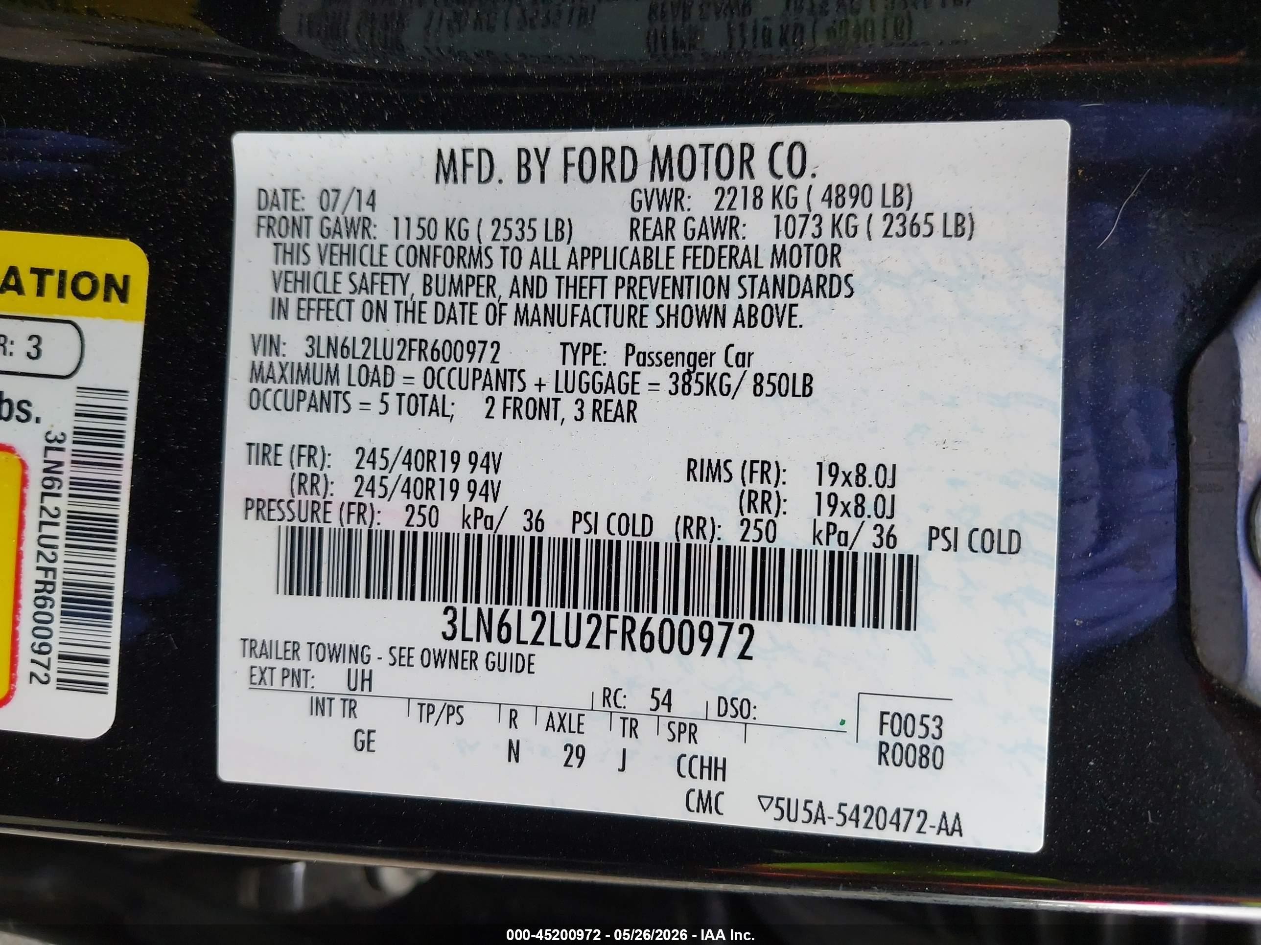 2015 Lincoln Mkz Hybrid   Black vin: 3LN6L2LU2FR600972
