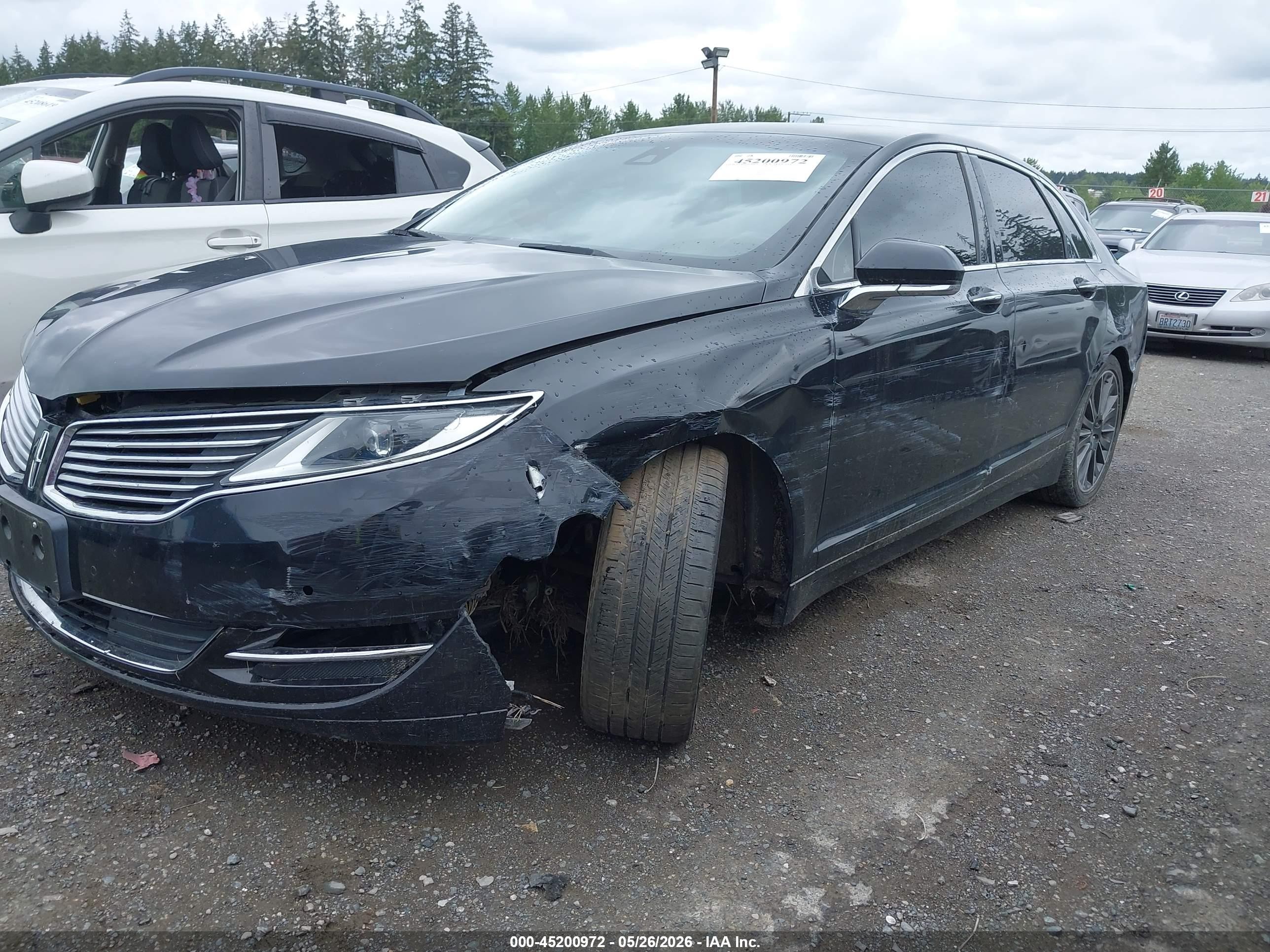 2015 Lincoln Mkz Hybrid   Black vin: 3LN6L2LU2FR600972