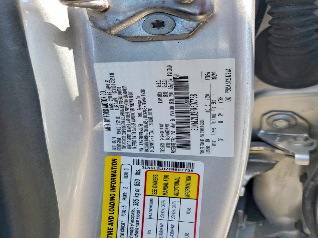 2015 Lincoln Mkz Hybrid Silver vin: 3LN6L2LU2FR607758