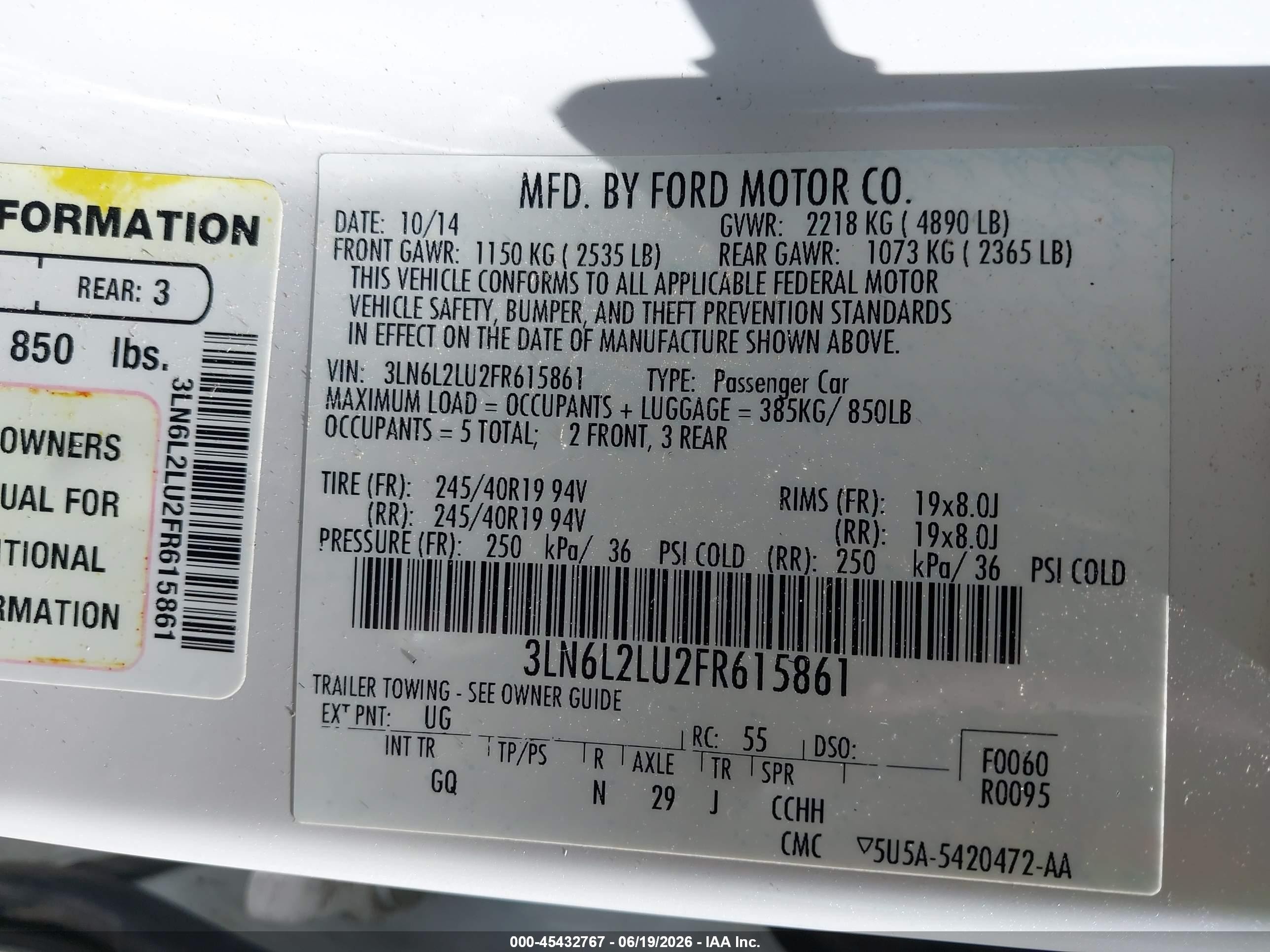 2015 Lincoln Mkz Hybrid   White vin: 3LN6L2LU2FR615861