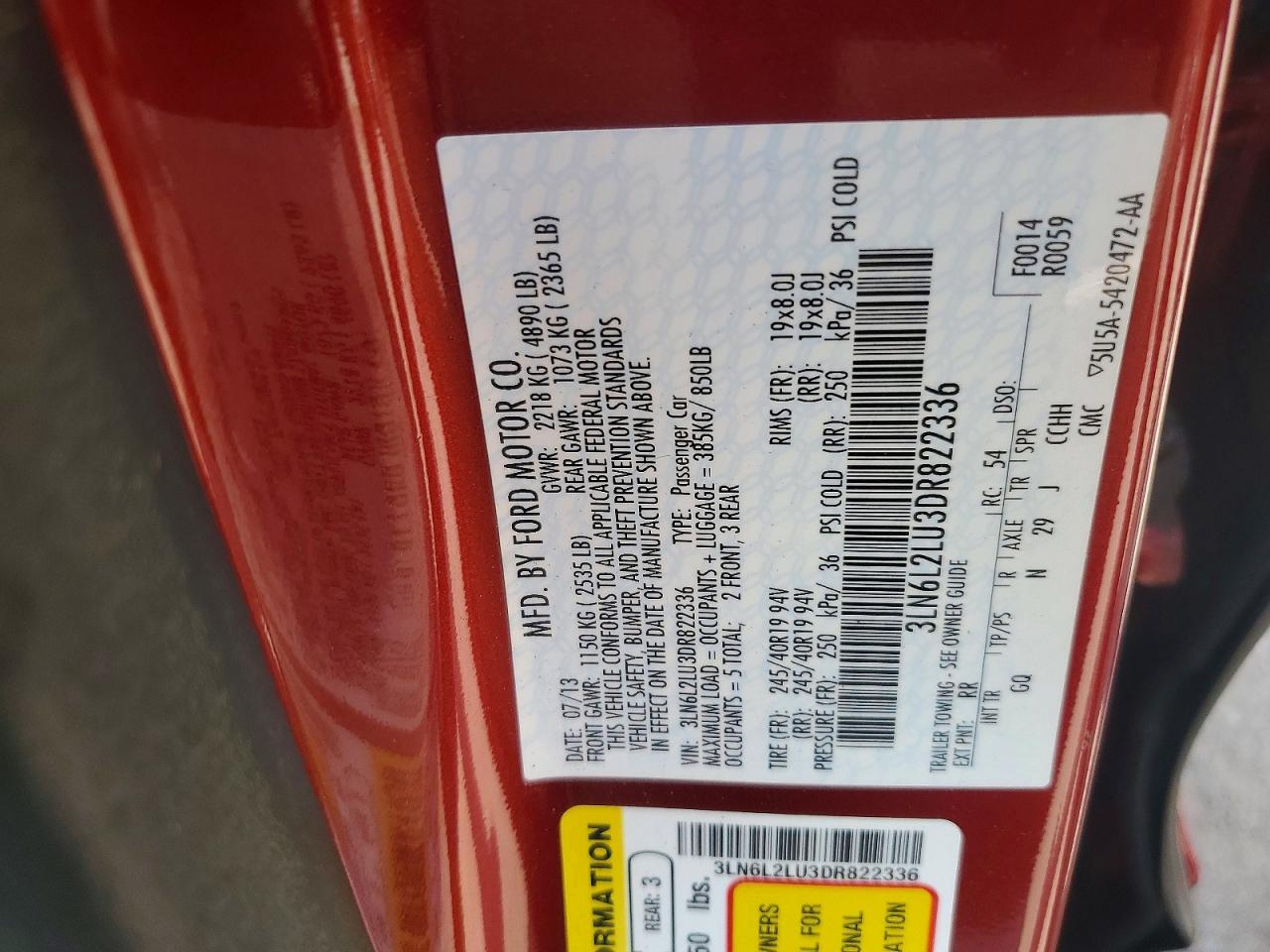 2013 Lincoln Mkz Hybrid Red vin: 3LN6L2LU3DR822336
