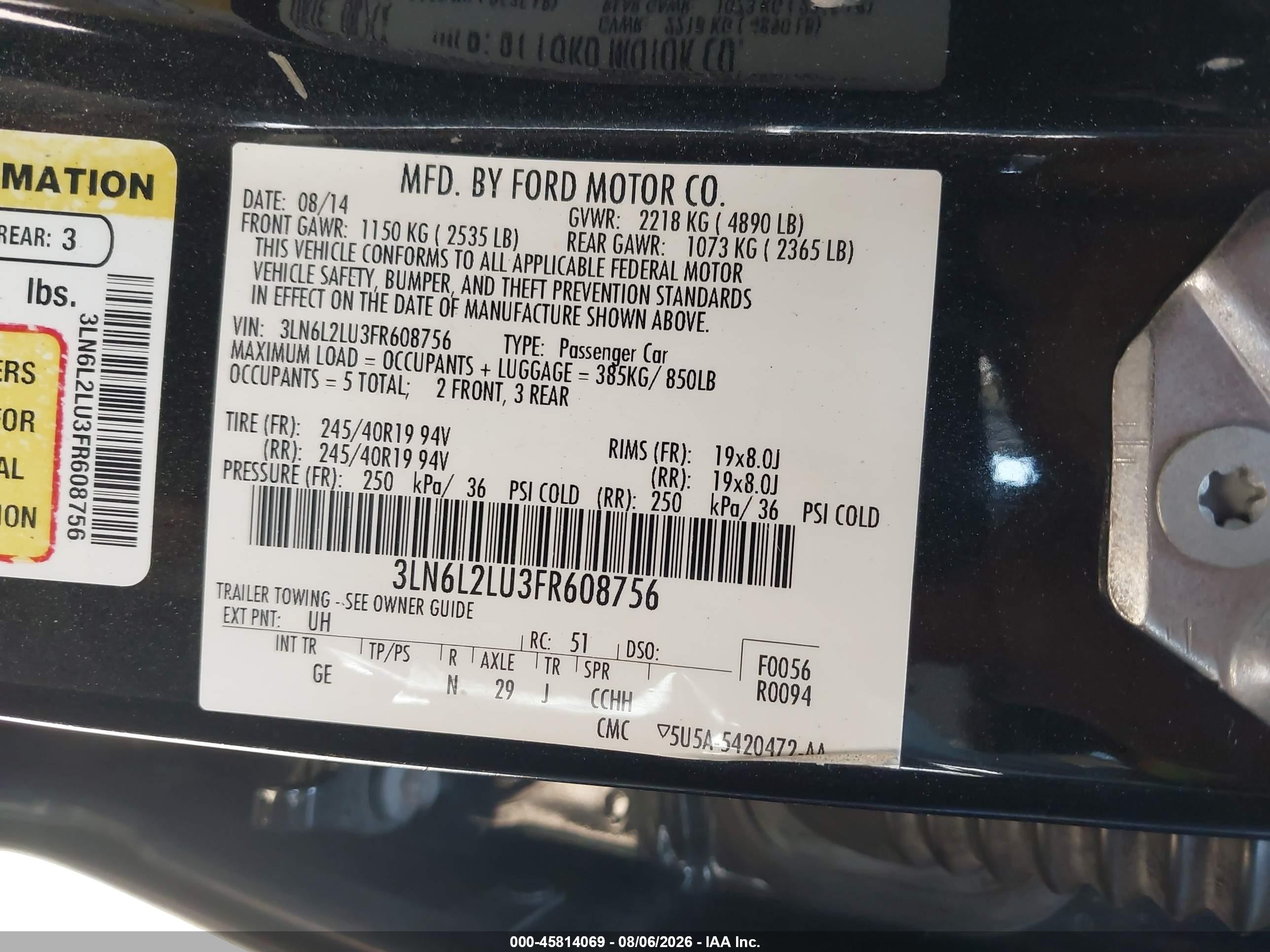 2015 Lincoln Mkz Hybrid   Black vin: 3LN6L2LU3FR608756