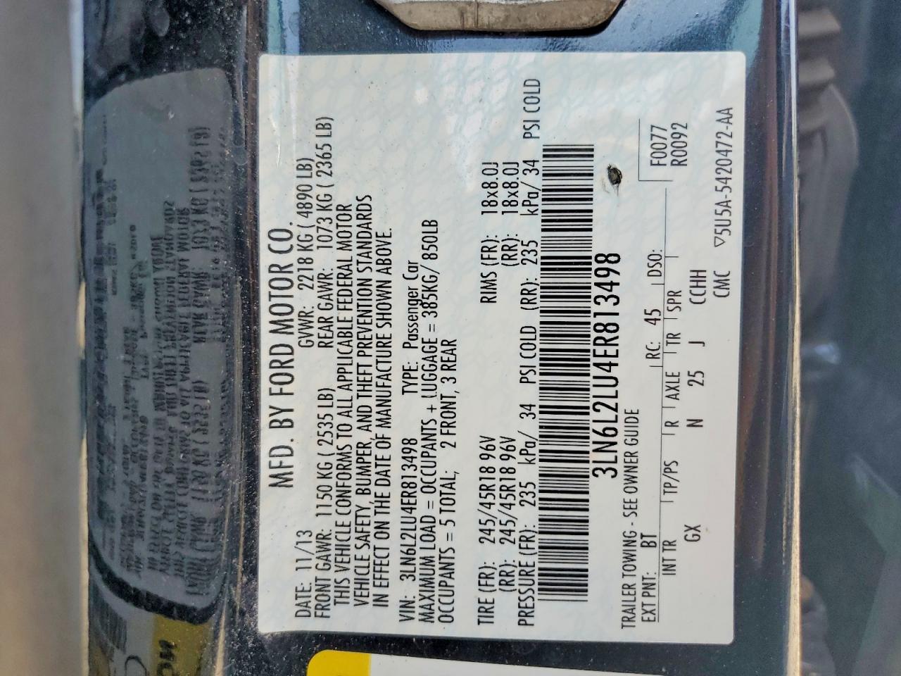 2014 Lincoln Mkz Hybrid Black vin: 3LN6L2LU4ER813498