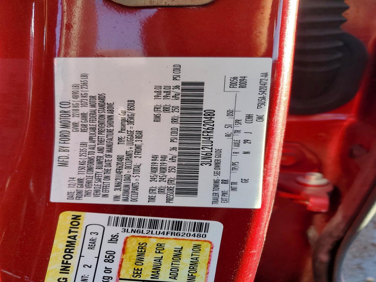 2015 Lincoln Mkz Hybrid Red vin: 3LN6L2LU4FR620480