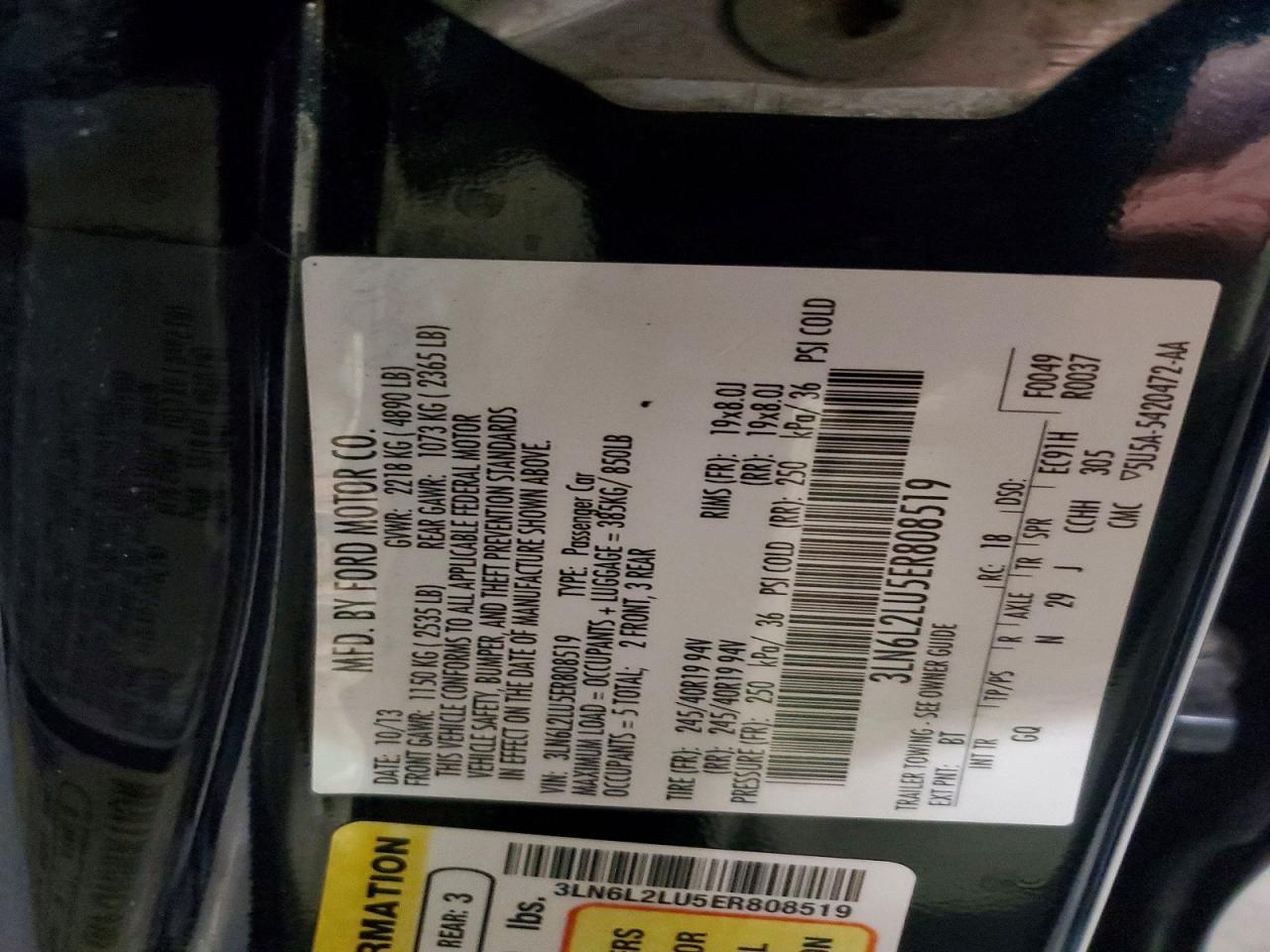 2014 Lincoln Mkz Hybrid Black vin: 3LN6L2LU5ER808519