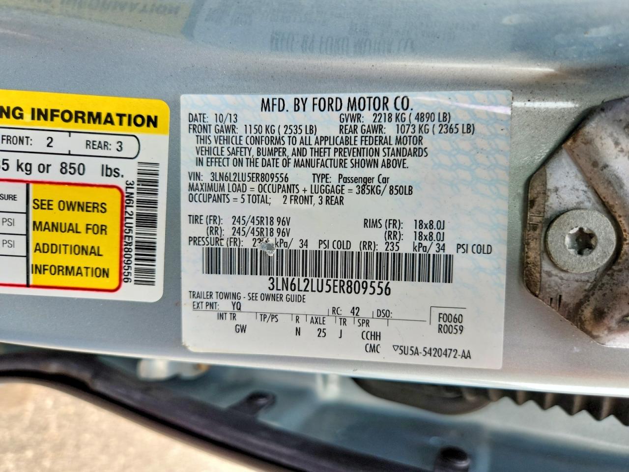 2014 Lincoln Mkz Hybrid Turquoise vin: 3LN6L2LU5ER809556