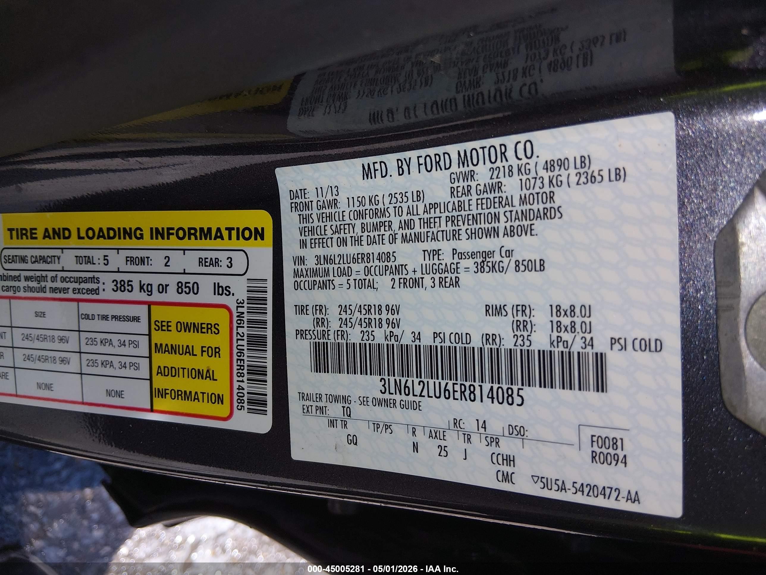 2014 Lincoln Mkz Hybrid   Blue vin: 3LN6L2LU6ER814085