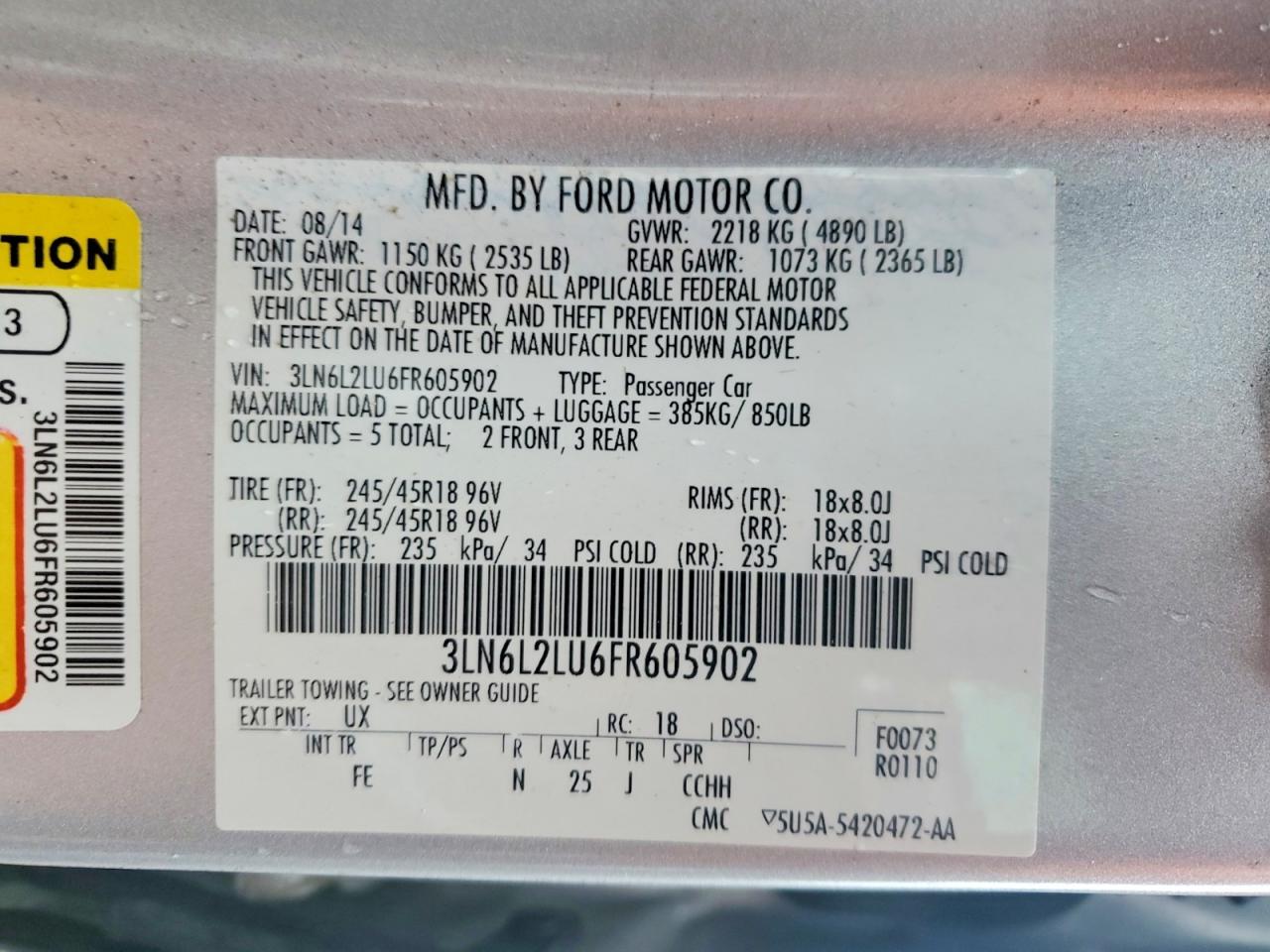 2015 Lincoln Mkz Hybrid Silver vin: 3LN6L2LU6FR605902