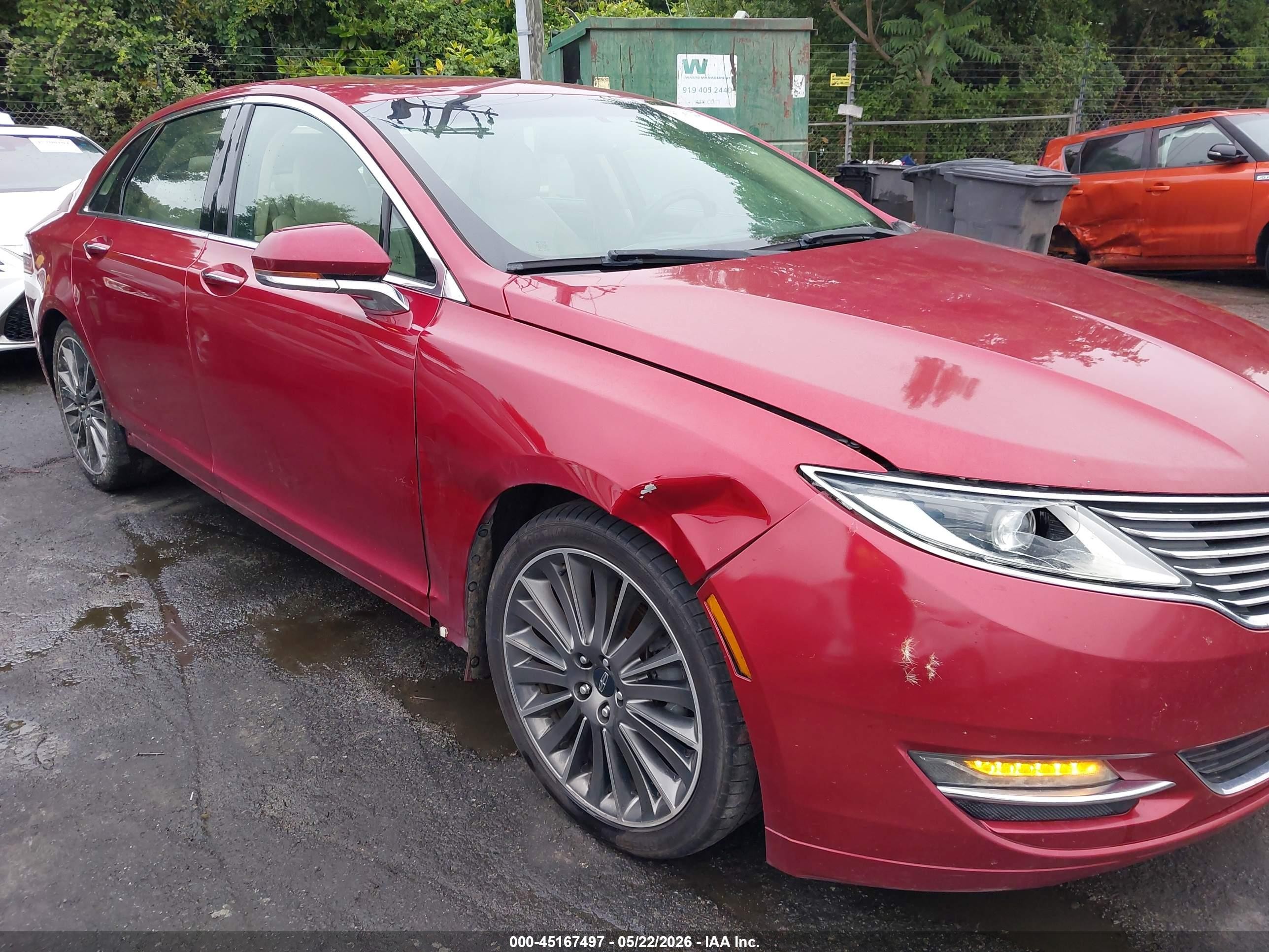 2014 Lincoln Mkz Hybrid   Red vin: 3LN6L2LU7ER814564