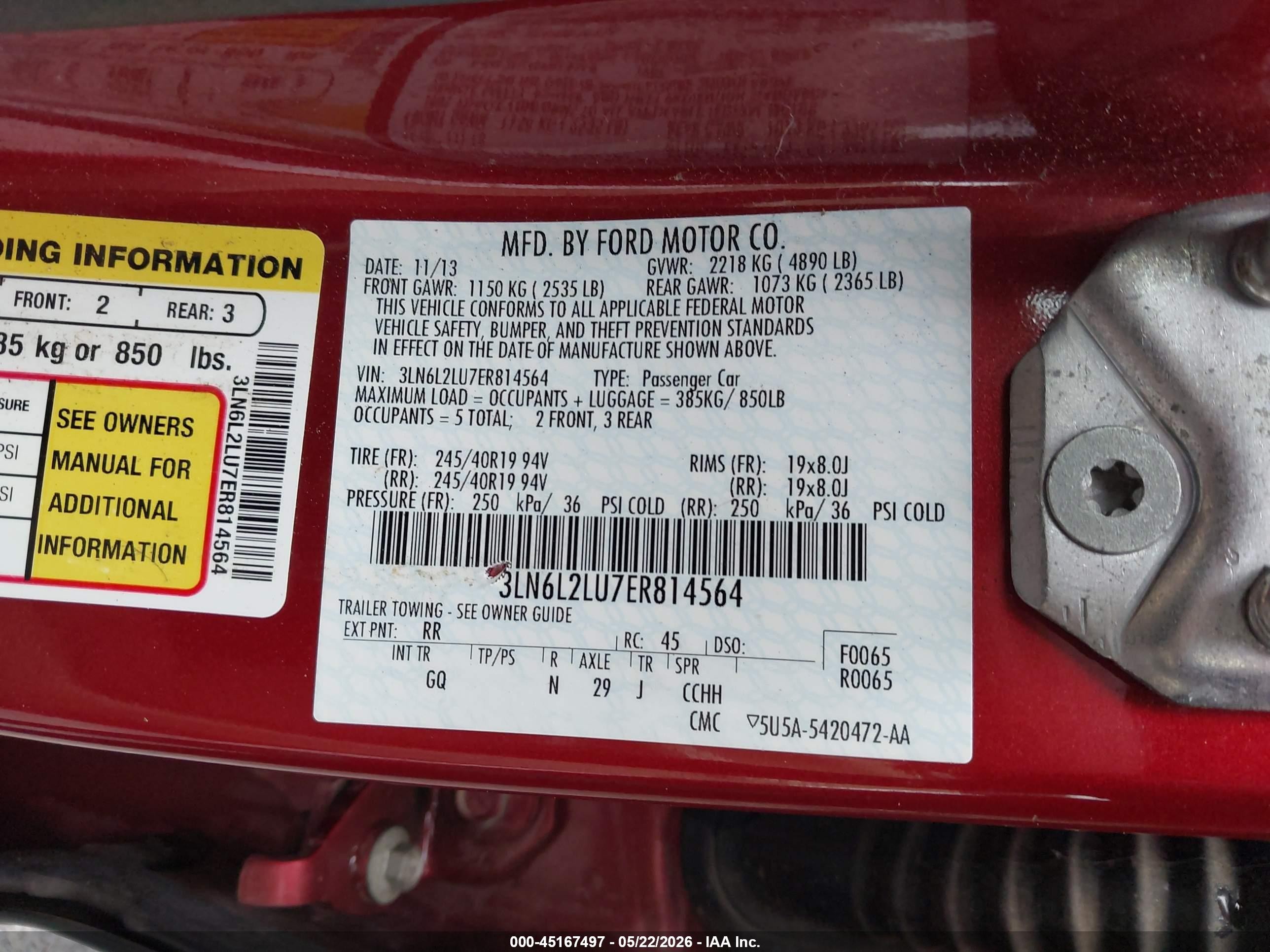 2014 Lincoln Mkz Hybrid   Red vin: 3LN6L2LU7ER814564